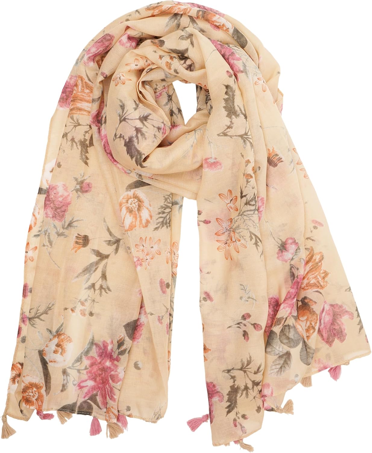 YOUR SMILE Large Boho Scarf for Women Lightweight Floral Printed Scarv