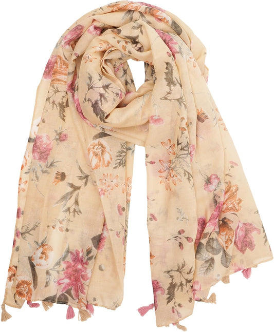 YOUR SMILE Large Boho Scarf for Women Lightweight Floral Printed Scarv