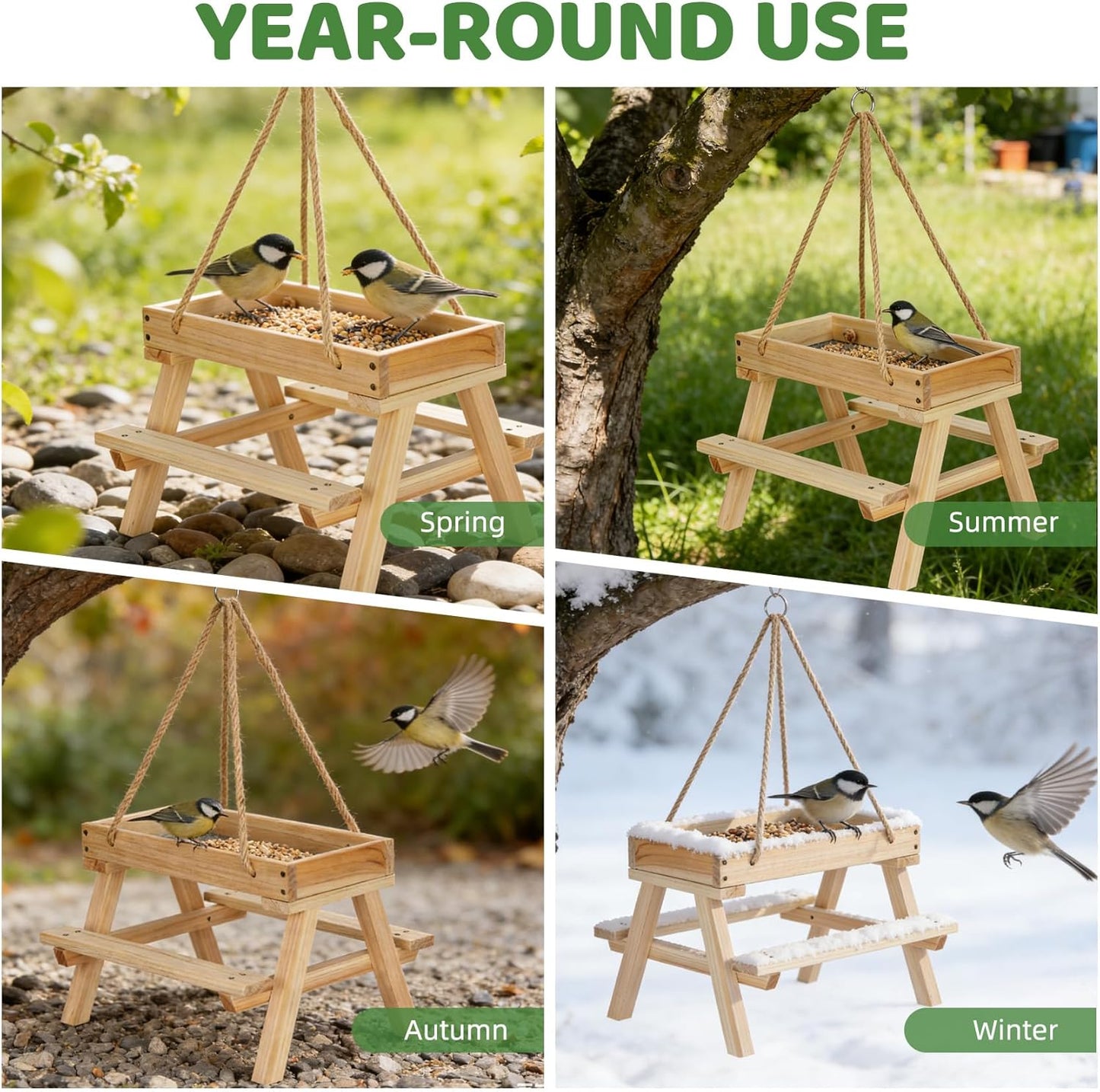 Squirrel Picnic Table Feeder, DIY Wood Building Kits with Paint Set,for Wild Birds, Chickens, Ducks, Squirrels & Other Poultry, Build Your Own Bird Feeder