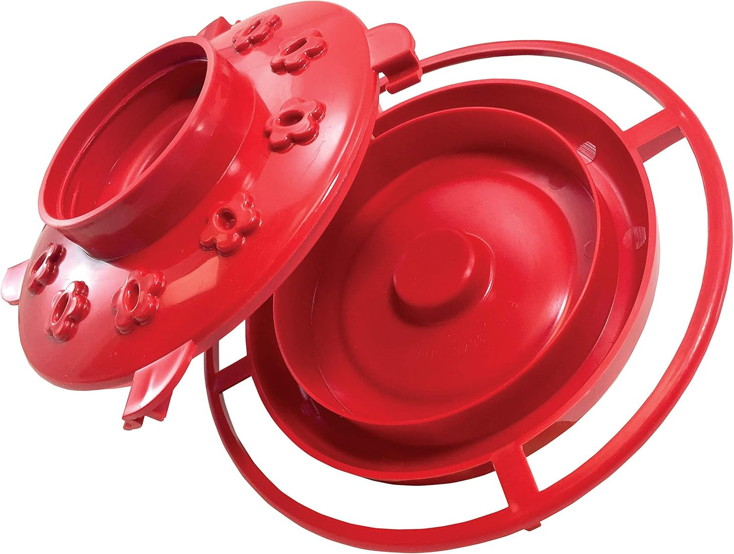First Nature 32-Ounce Hummingbird Feeder with 10 Feeding Ports - Wide-Mouth Reservoir and Leakproof Sealing Ring - Red