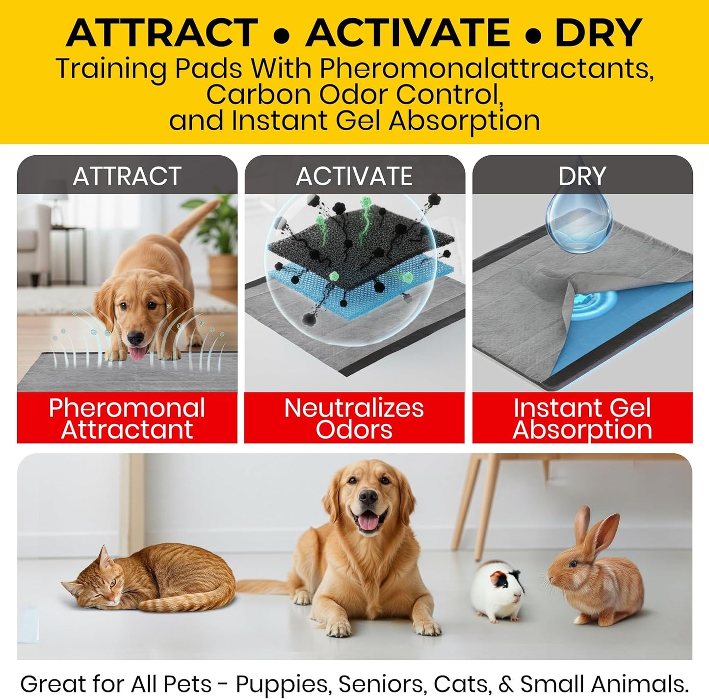 Glad for Pets Extra Large Charcoal Dog Training Pads, Absorbent Leak P