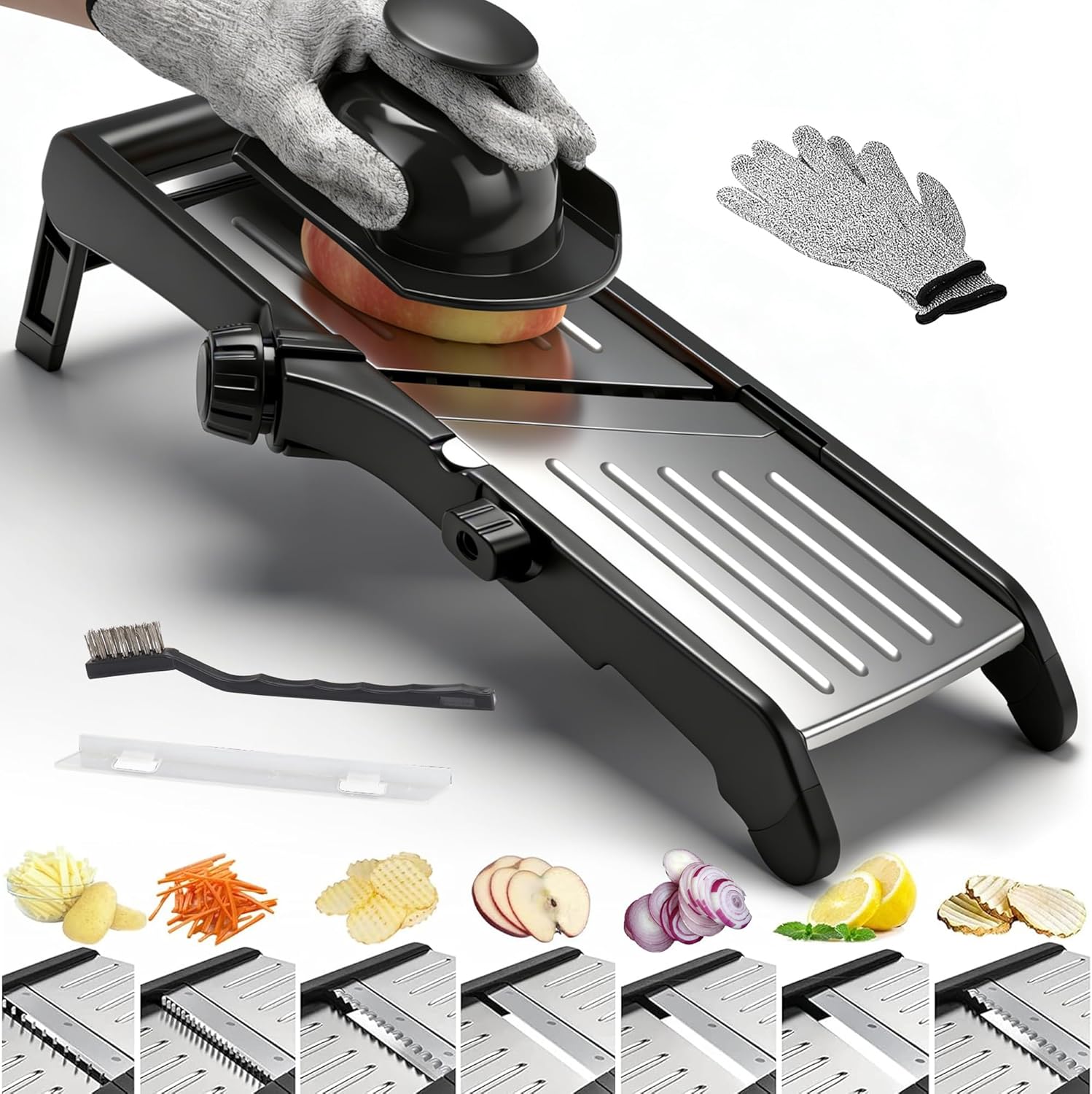 Mandoline Food slicer for kitchen, Adjustable Stainless Steel Mandolin