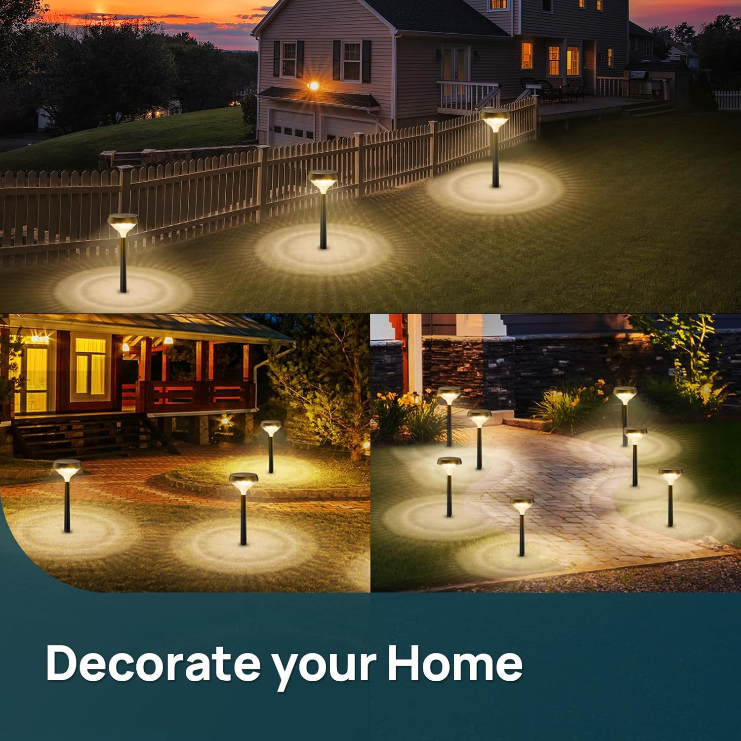 Linkind Solar Lights Outdoor 8 Pack, Solar Pathway Lights, Warm White 