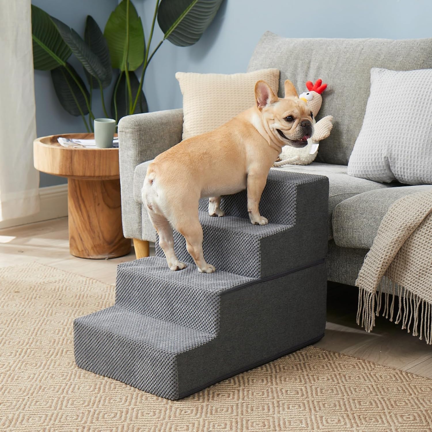 EHEYCIGA Dog Stairs for Bed 18" H, 4-Step Dog Steps for High Bed, Pet 