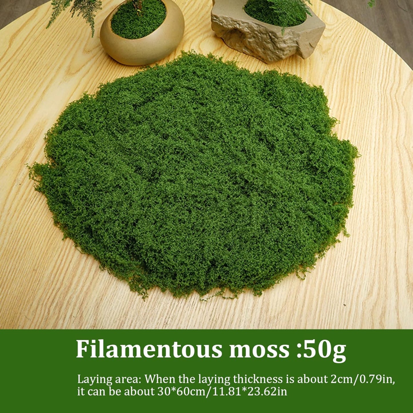 Fake Moss 50g Plastic Artificial Moss Realistic Looking Faux Moss, Natural Fake Green Lichen Plants for Plant Pot Garden Patio Decoration, Dark Green, Artificial Plants