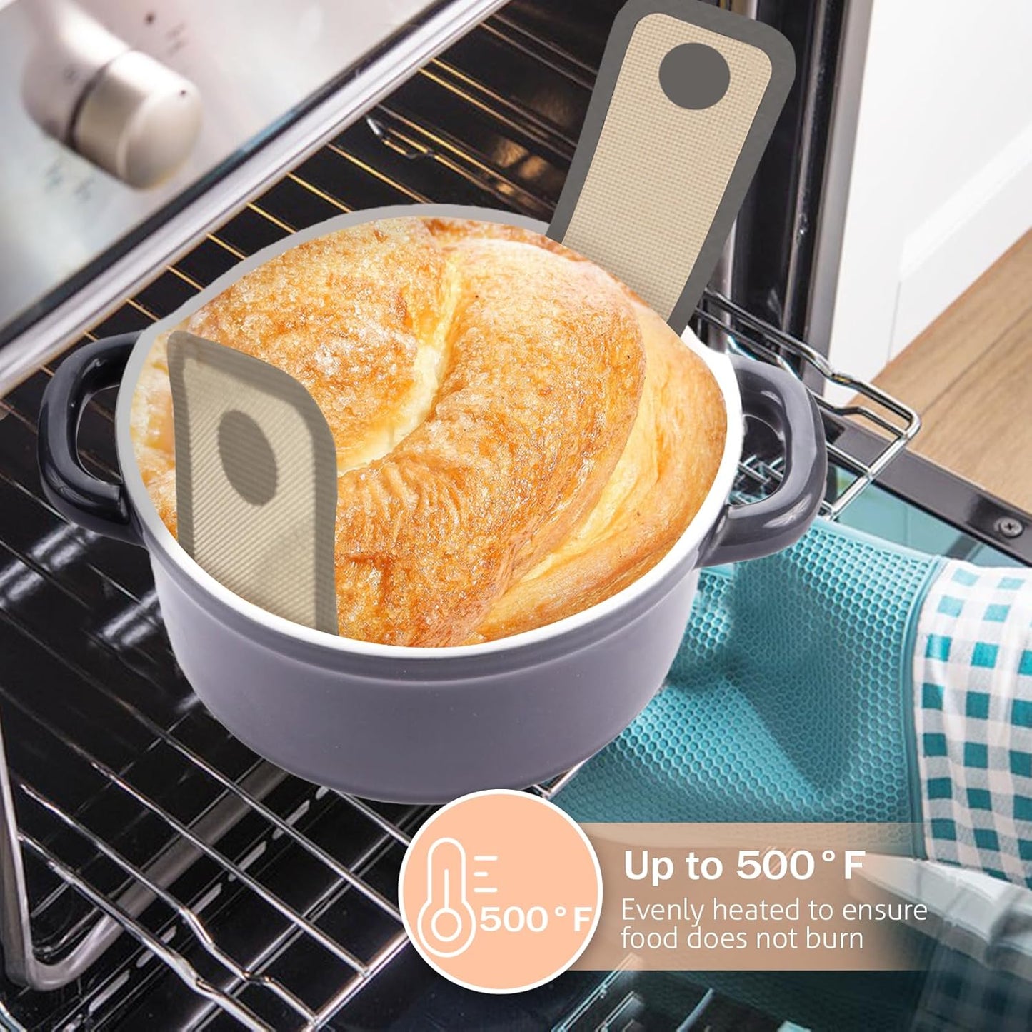 Silicone Bread Sling for Dutch Oven, 2 PCS Non-Stick & Easy Clean Reus