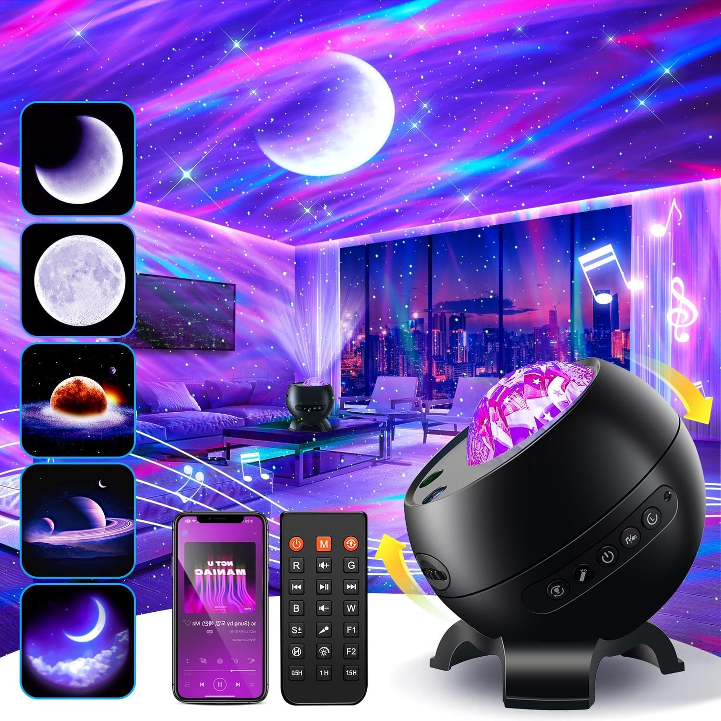 Northern Galaxy Light Projector, 300+Modes & 5 Films Star Projector, 1
