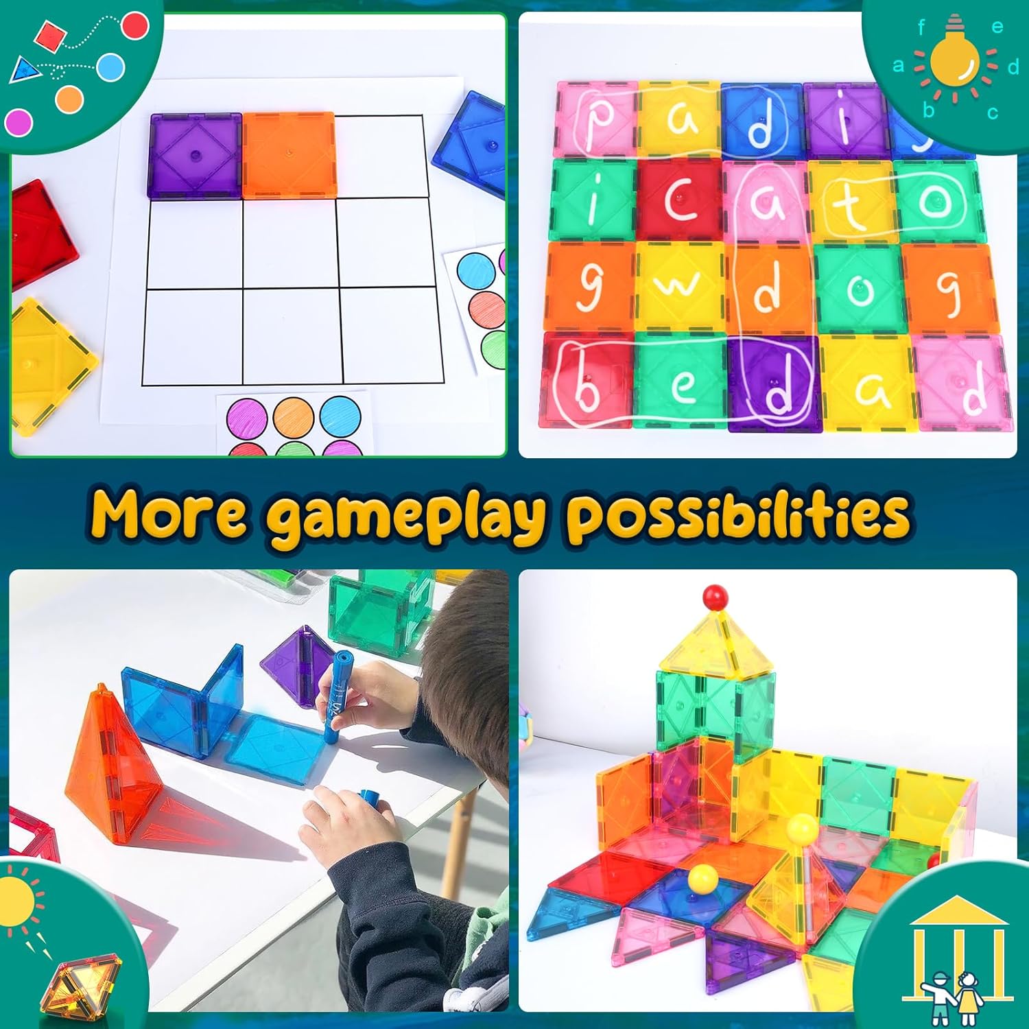 Soyee Magnetic Tiles Toddler Toys Magnetic Building Blocks for Kids Ag