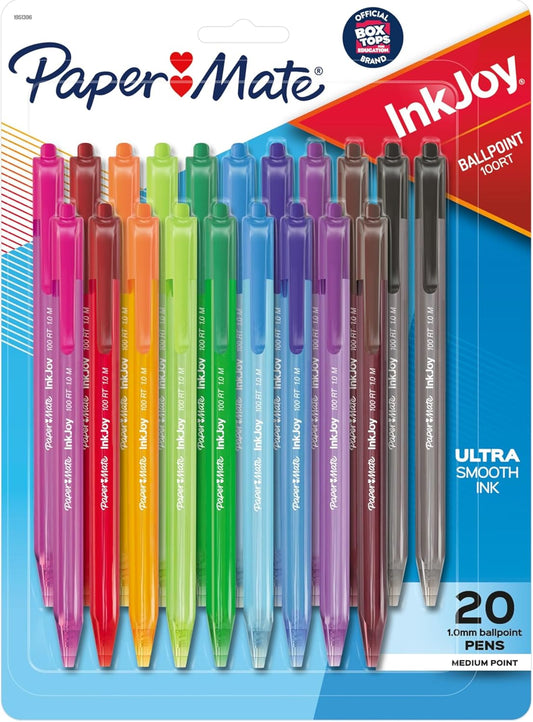 Paper Mate InkJoy 100RT Retractable Ballpoint Pens, Medium Point (1.0m
