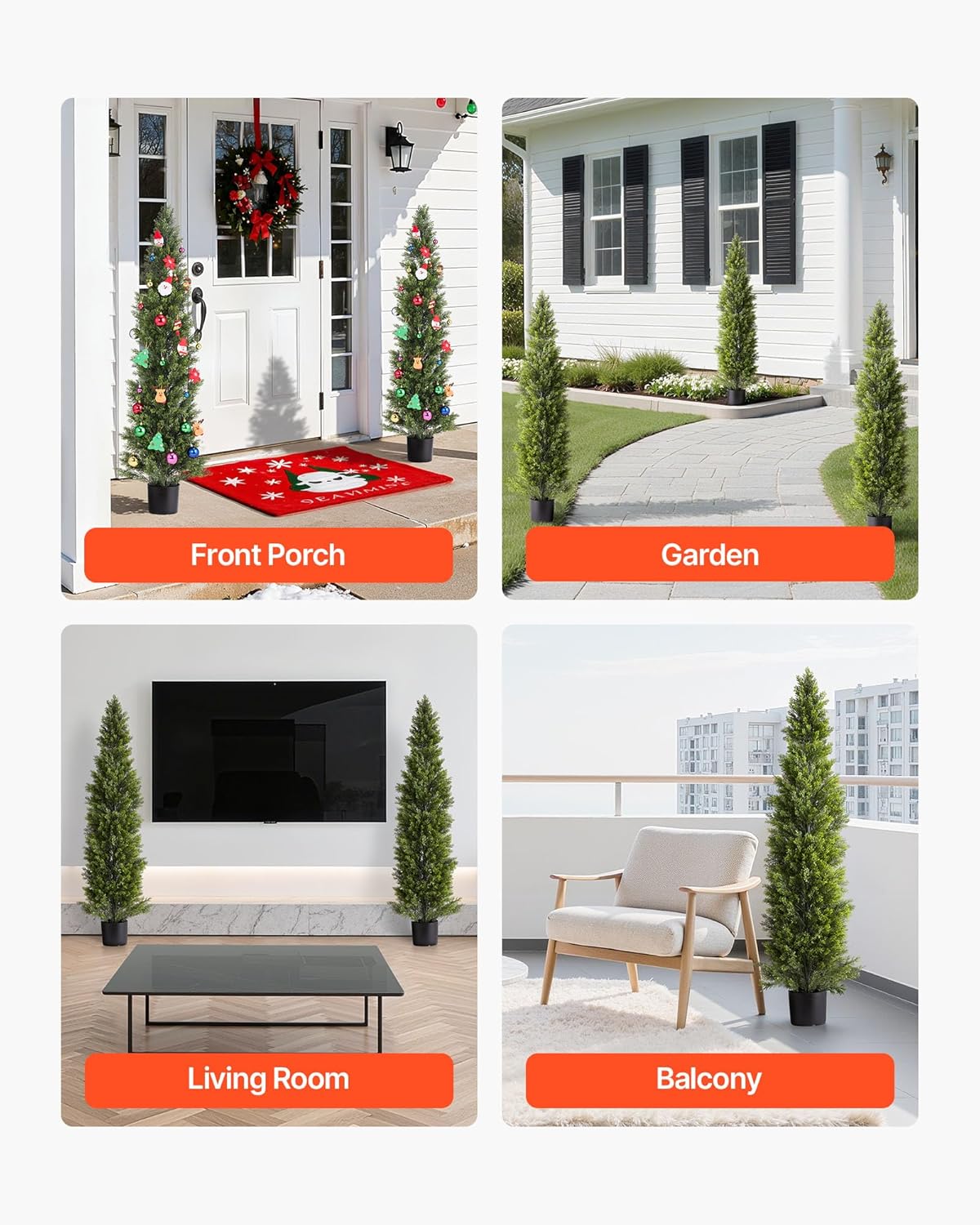 VEVOR Artificial Cedar Topiary Trees, 60 inch 2 Set Faux Pine Shrubs P