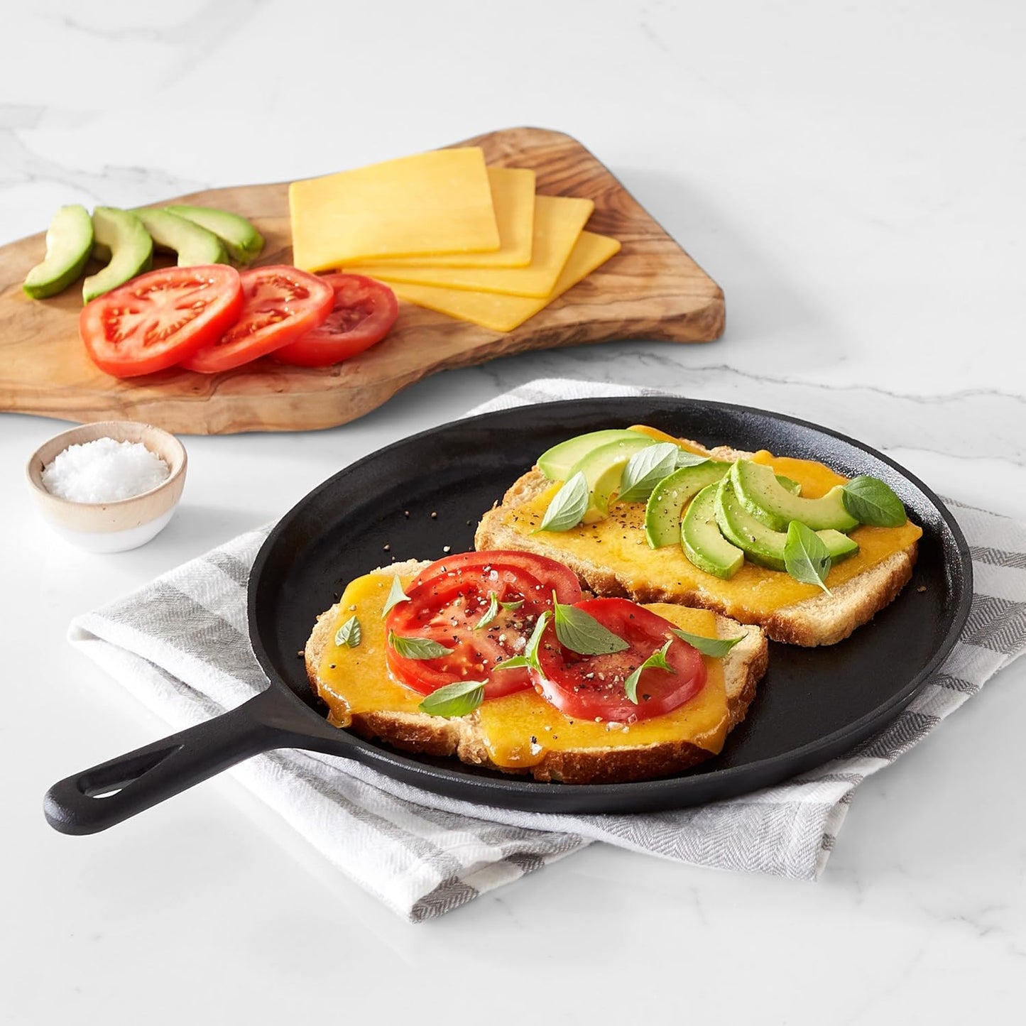 Amazon Basics Pre-Seasoned Cast Iron 5-Piece Cookware Set, Oven Safe, 