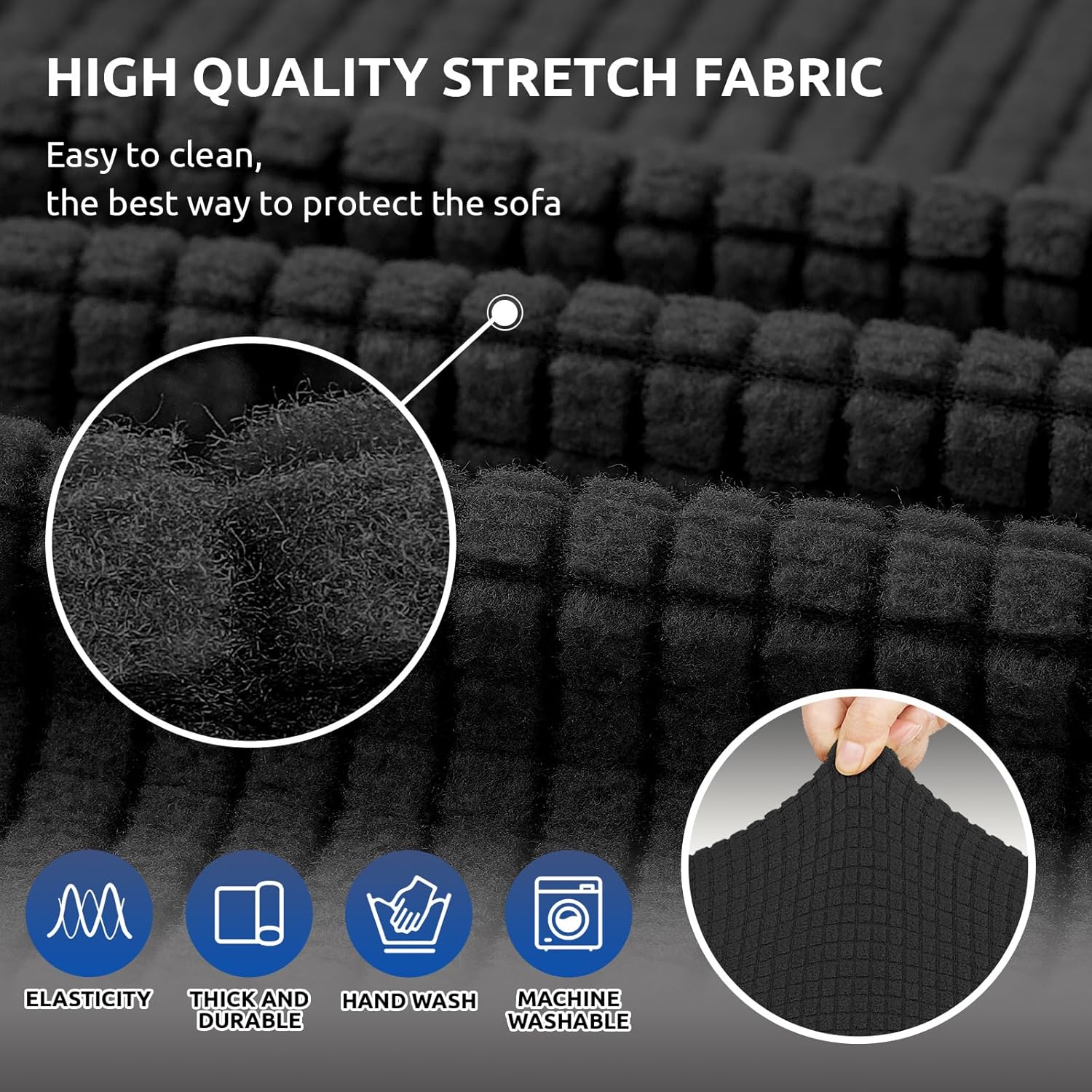 KEKUOU Stretch Sofa Cover Slipcover ，Couch Covers for 3 Cushion Couch 