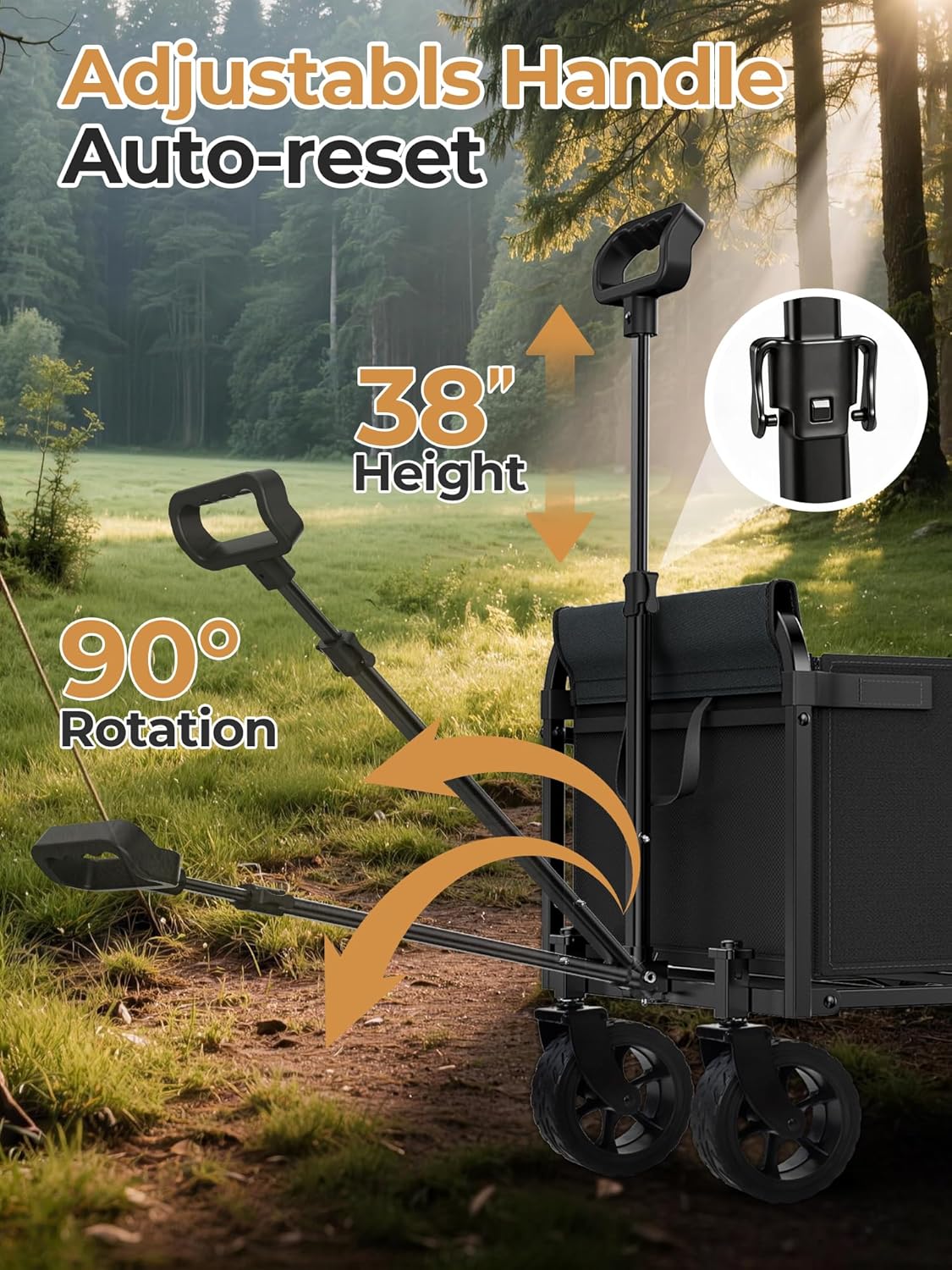 Wagon Cart with Wide Wheels (Black)