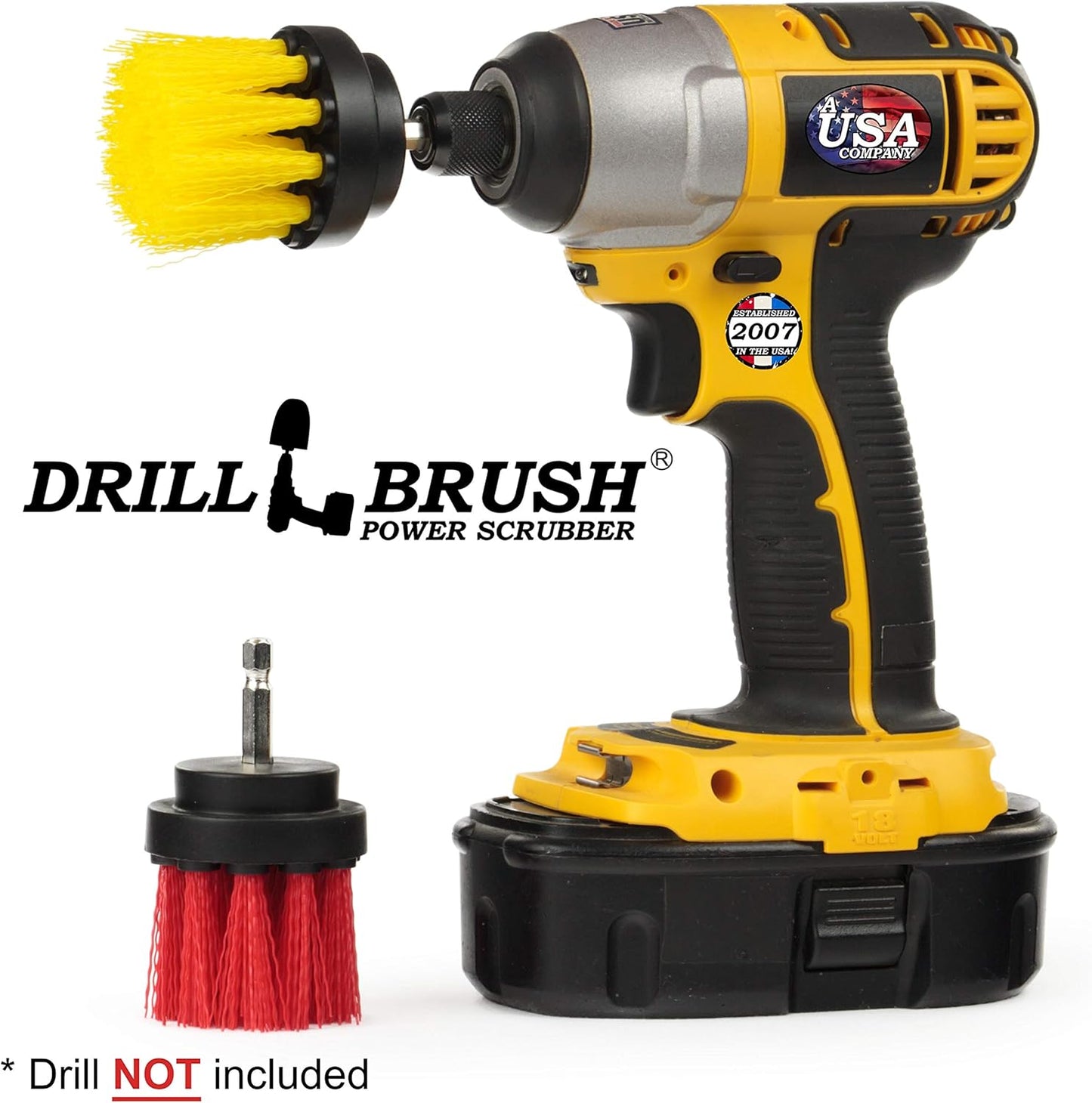 Cleaning Supplies - Drill Brush - Grout Cleaner - 2-inch Long Bristle Spin Brush Set - Bird Bath - Gnome - Scrubber - Bathroom Accessories - Shower Curtain - Bath Mat - Shower Cleaner - Rust - Calcium