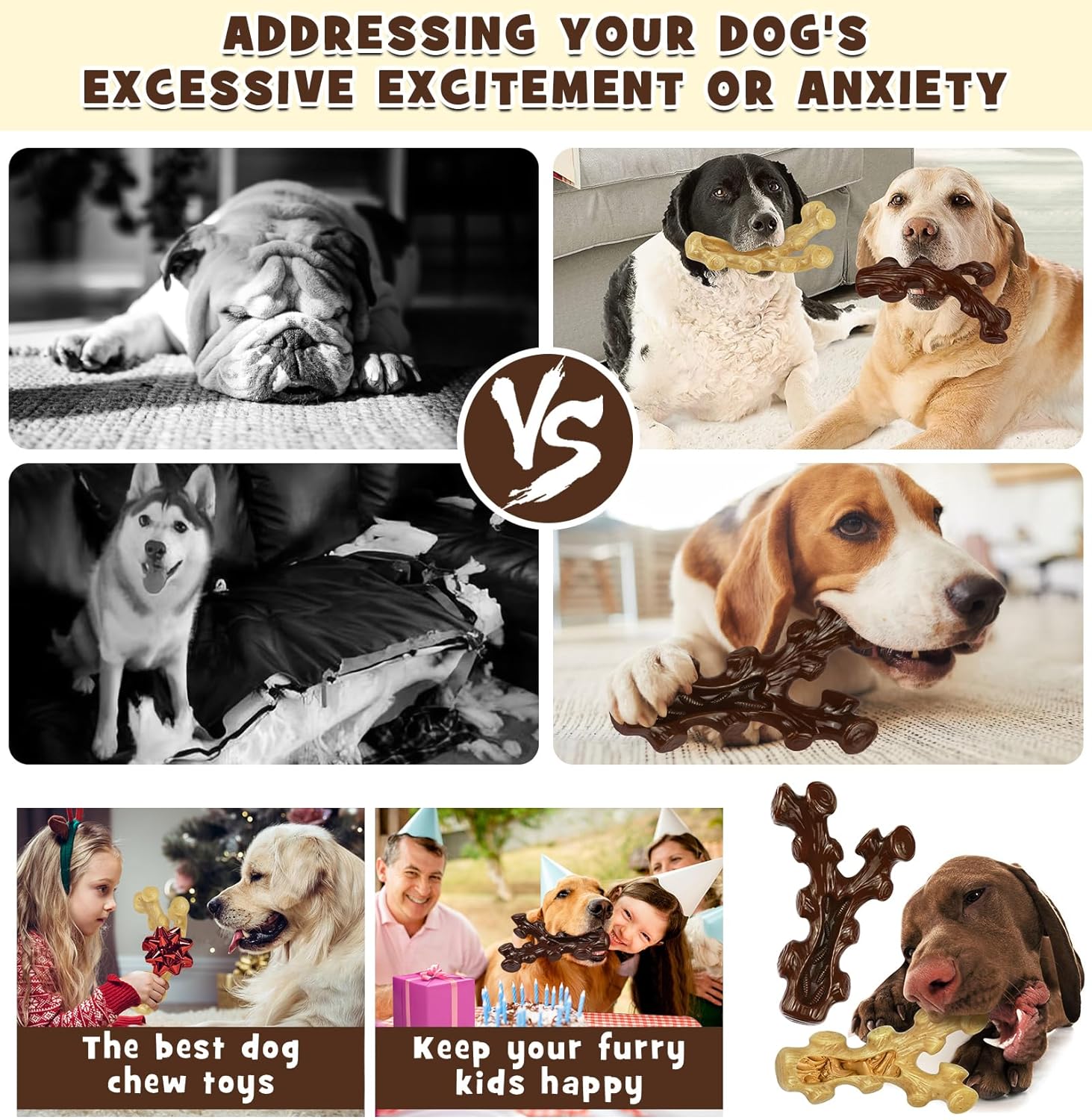 2 Pack Dog Chew Toys for Aggressive Chewers,Boredom and Stimulating Be