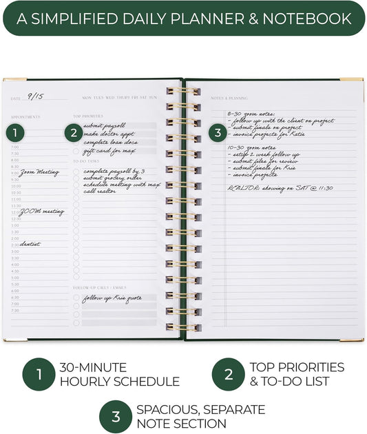 ZICOTO Aesthetic Daily Planner And Notebook With Hourly Schedule - Aes