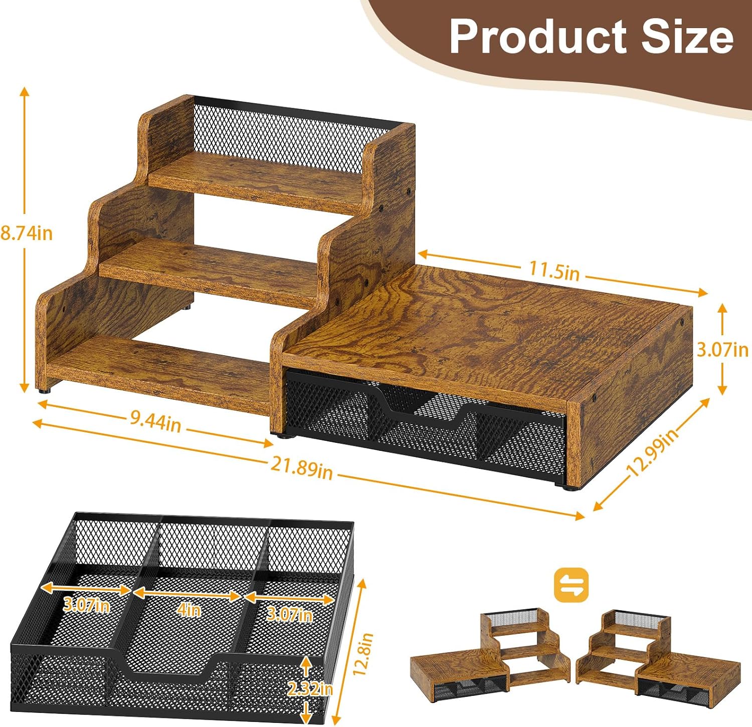 Coffee Station Organizer with K Cup Holder, 28 Pod Capacity,3-Tier Syr