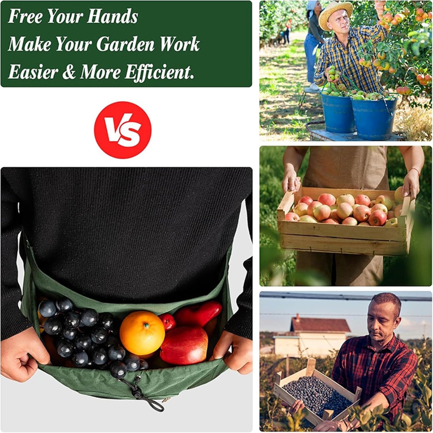Adjustable Gardening Apron with Spacious Tool Pocket for Easy Harvesti