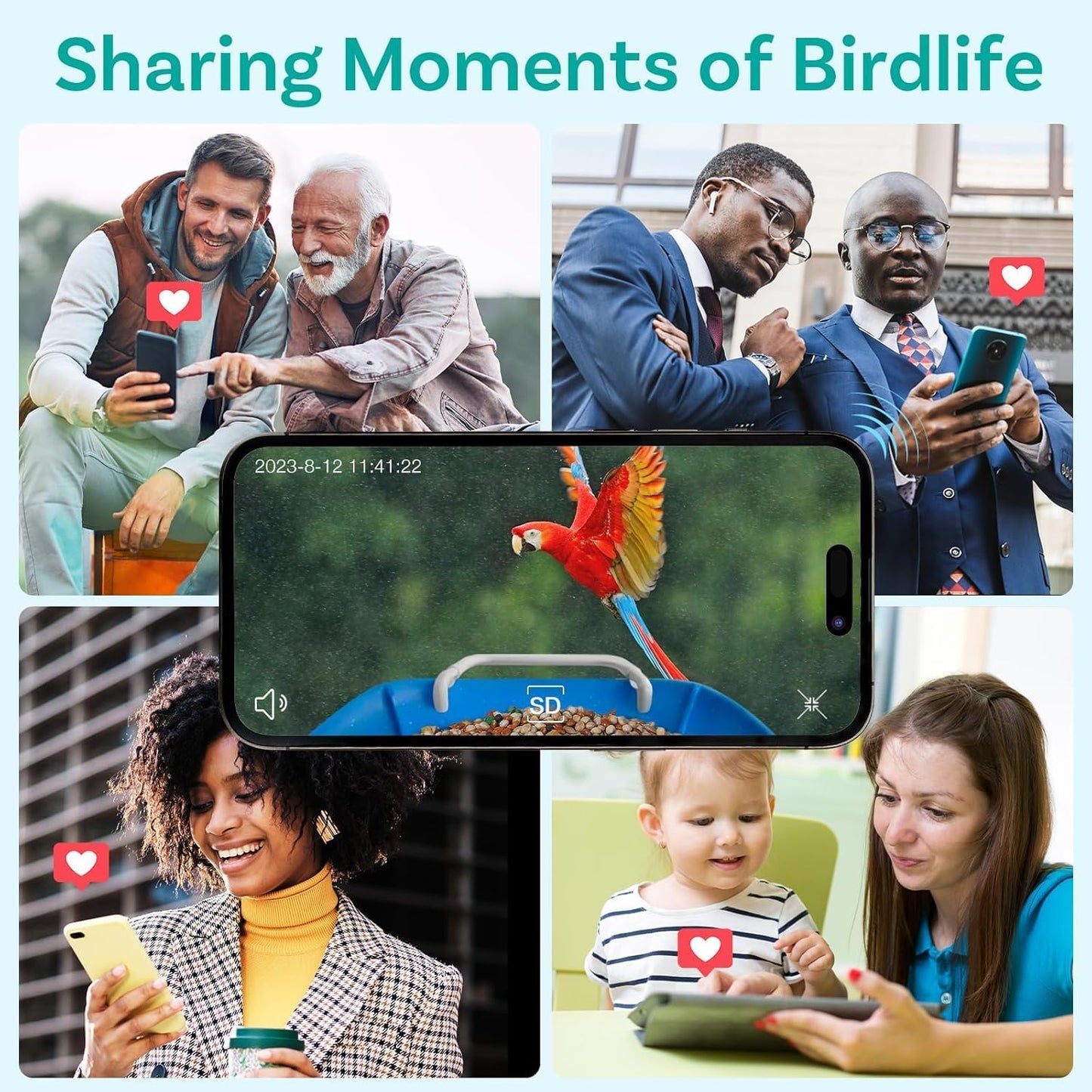 1296P HD AI Identify Smart Bird Feeder with Camera,1296P HD AI Identify Wild Watching Camera, Auto Capture Videos & Motion Detection,Gift for Bird Lover (2.4G HZ WiFi)(Blue)