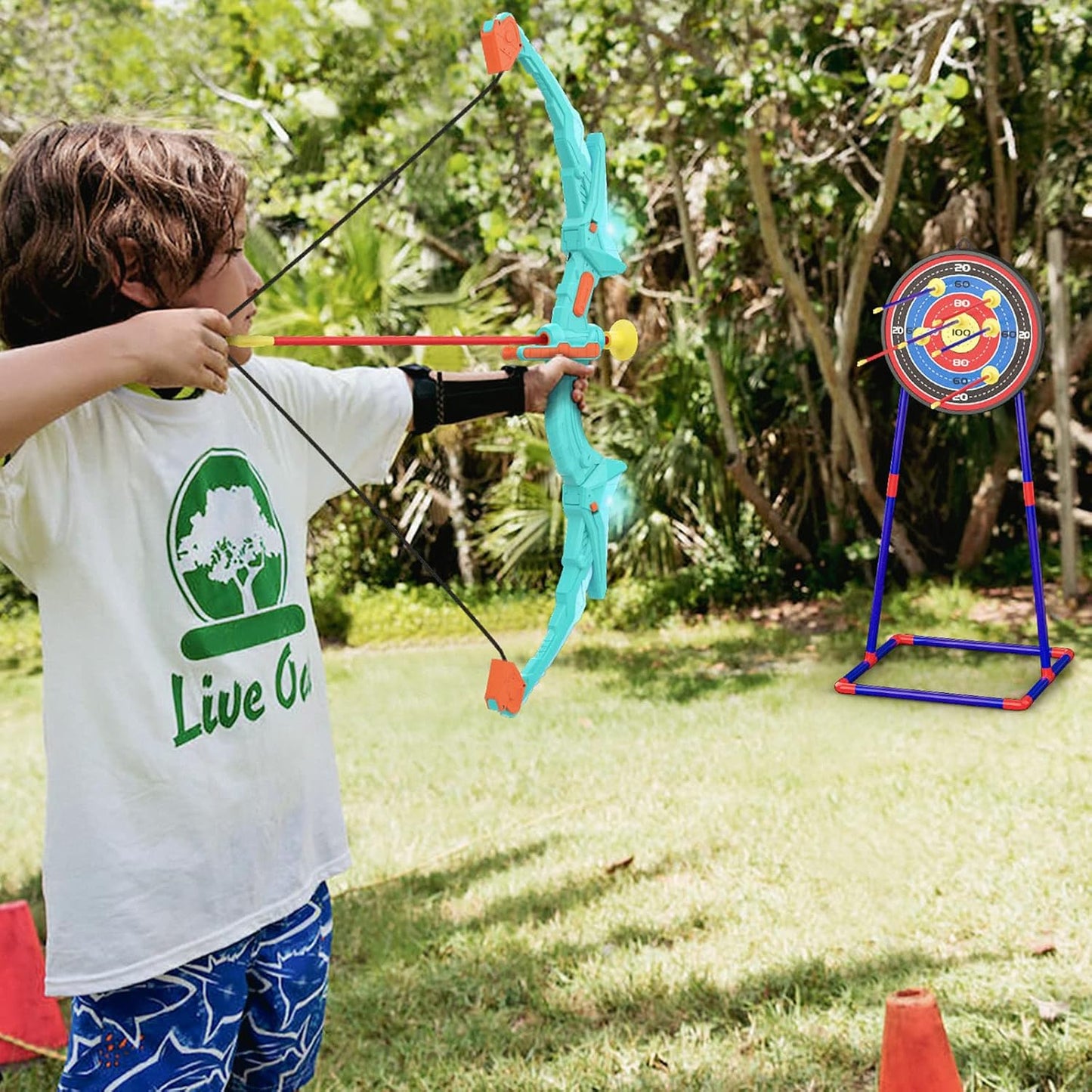 2 Pack Bow and Arrow Set for Kids, Light Up Archery Set with 14 Suctio