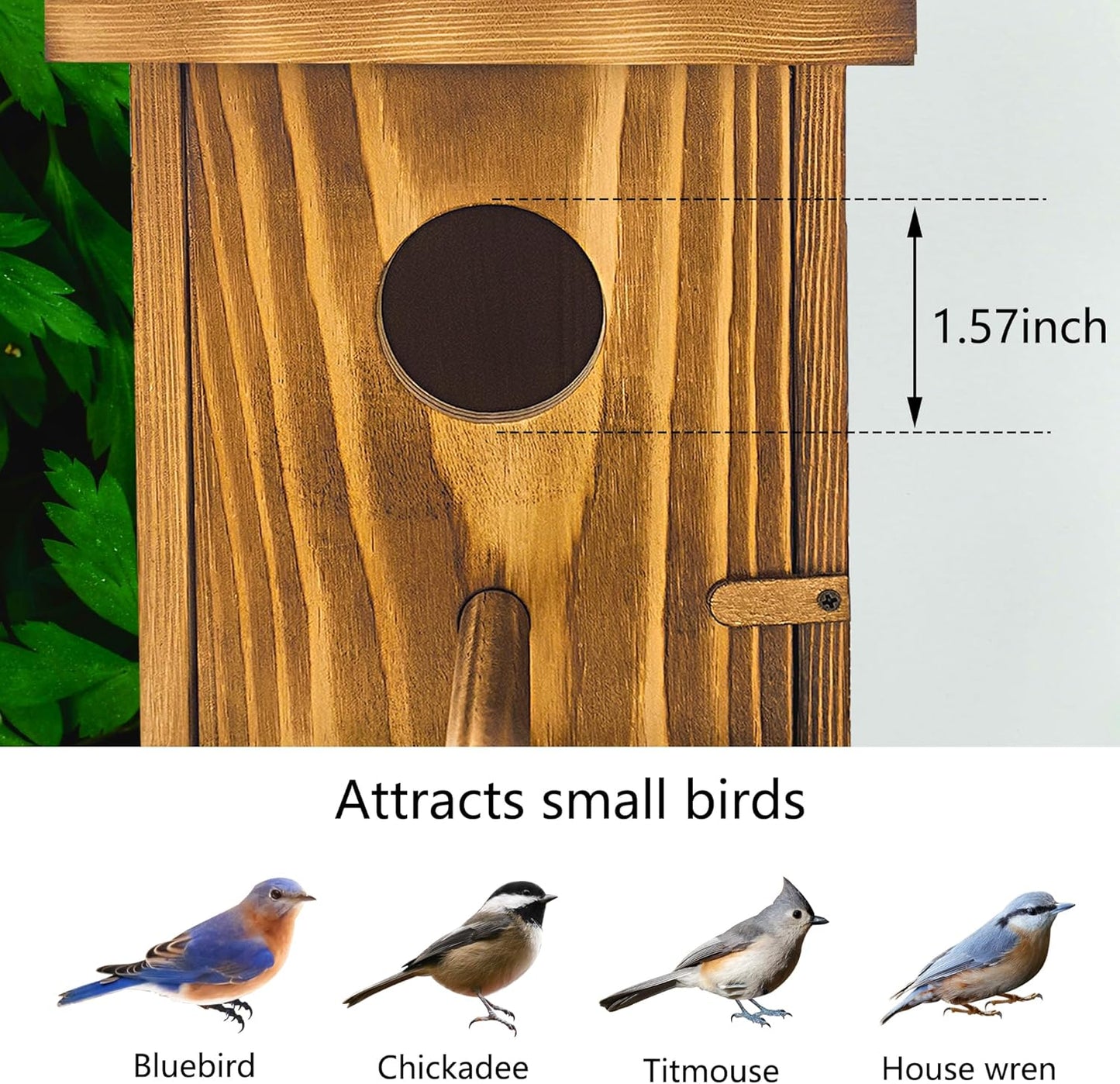 1 Pack Bird Houses for Outside,Wooden Wren Birdhouse with Detachable Perch,Finch Bluebird Houses Hanging Birdhouse for Outdoors