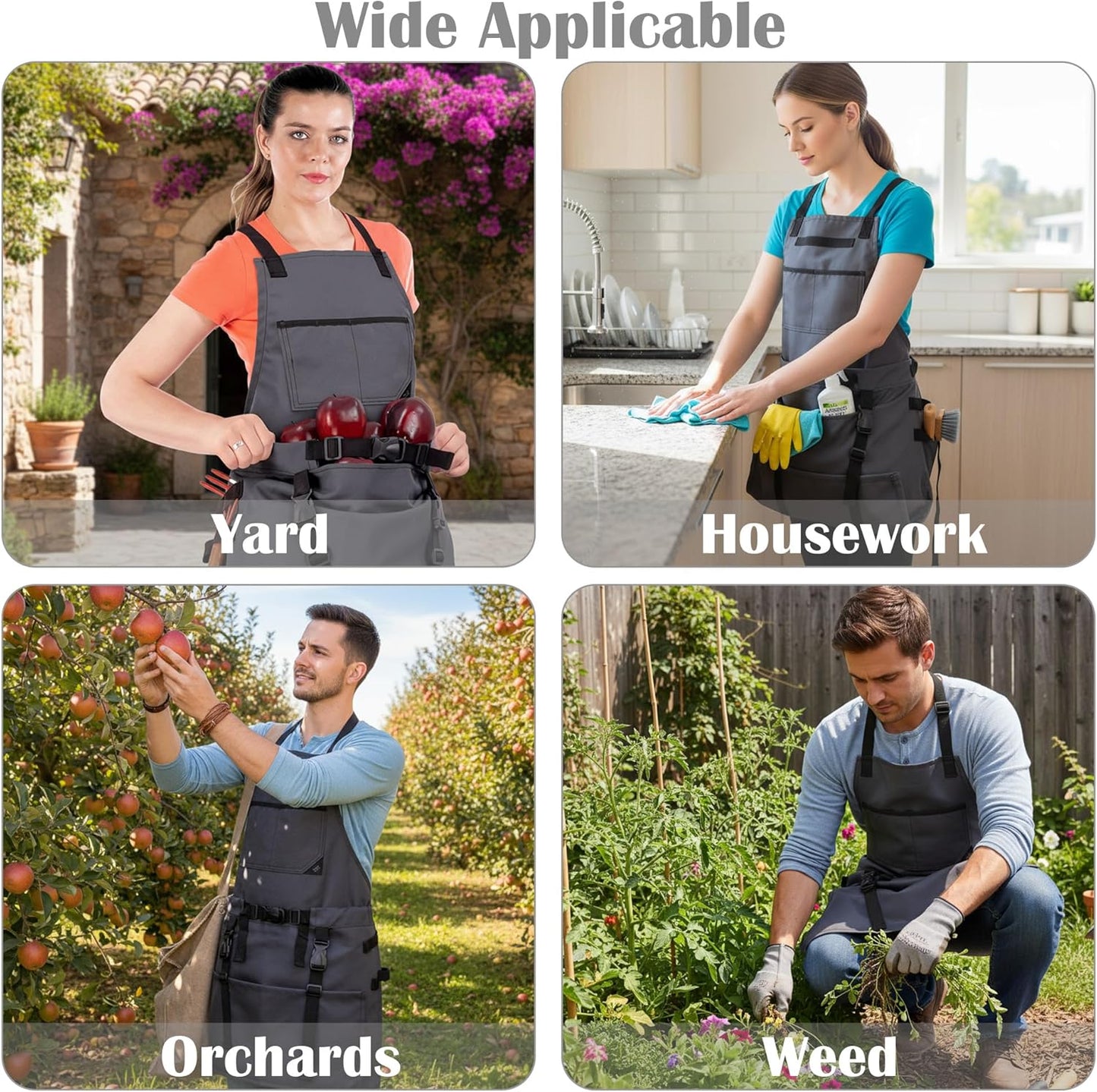 Gardening Apron for Women Men - Garden Harvest Apron with Quick Release Pocket and Adjustment Cross Strap, Washable Harvesting Picking Pouch for Gardener Fruit Vegetable Outdoor Orchard Farm