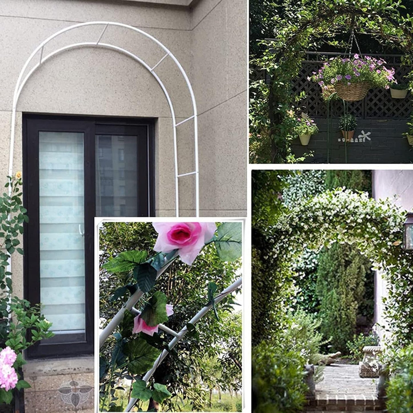 Heavy Duty Metal Garden Arch - Wrought Iron Flower Stand for Climbing Plants, Wedding Decor, Arbor Entrance, Trellis & Bridal Party Decoration