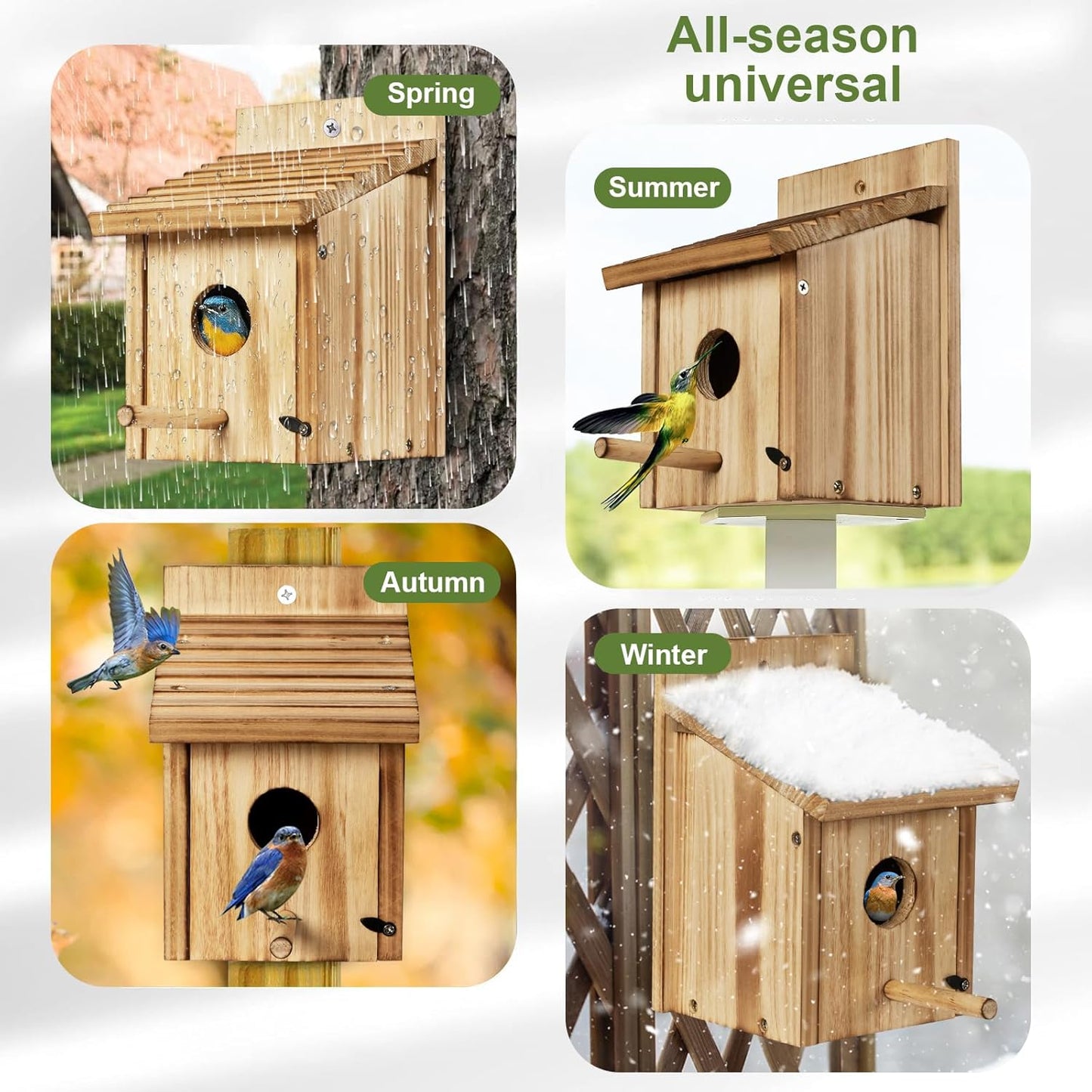 Outdoor Wooden Bird House, Birdhouse DIY Assembly Kit, Durable Bluebir