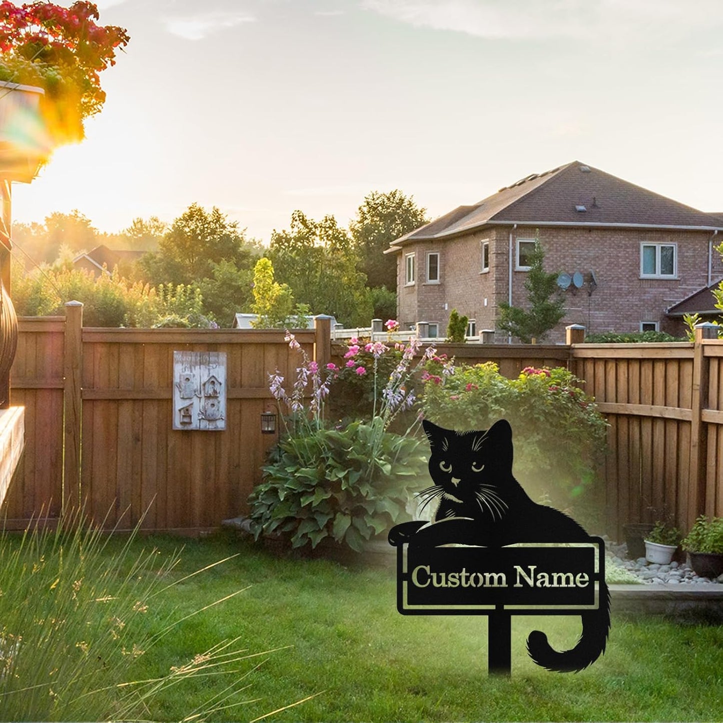 Custom Metal Cat Garden Signs with Stake, Personalized Garden Signs fo