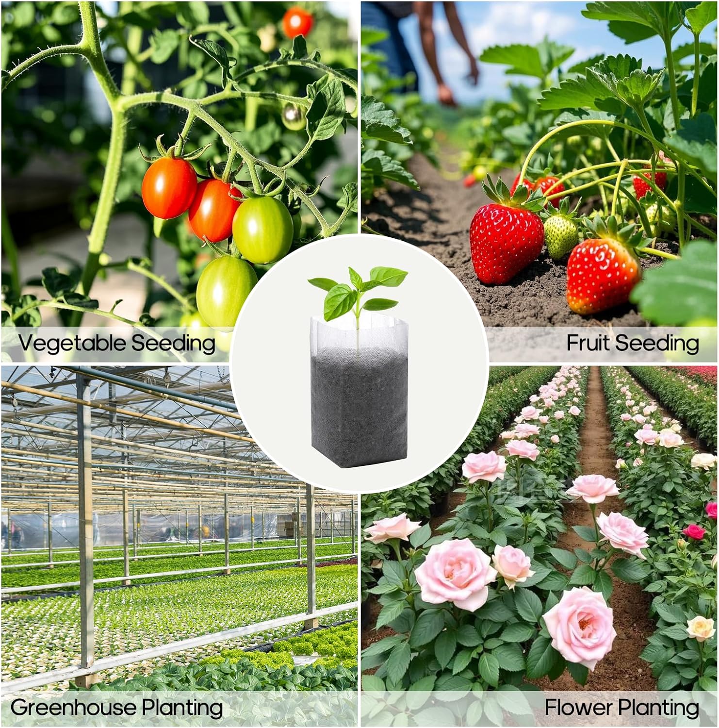 Plant Grow Bags 5.5"x6.3"200pcs Biodegradable Planting Bags Seed Start