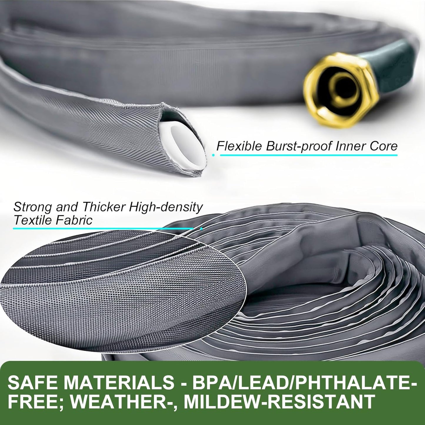 2025 Upgraded 50FT Non-Expanding Garden Hose, Ultra-Light & Flexible W