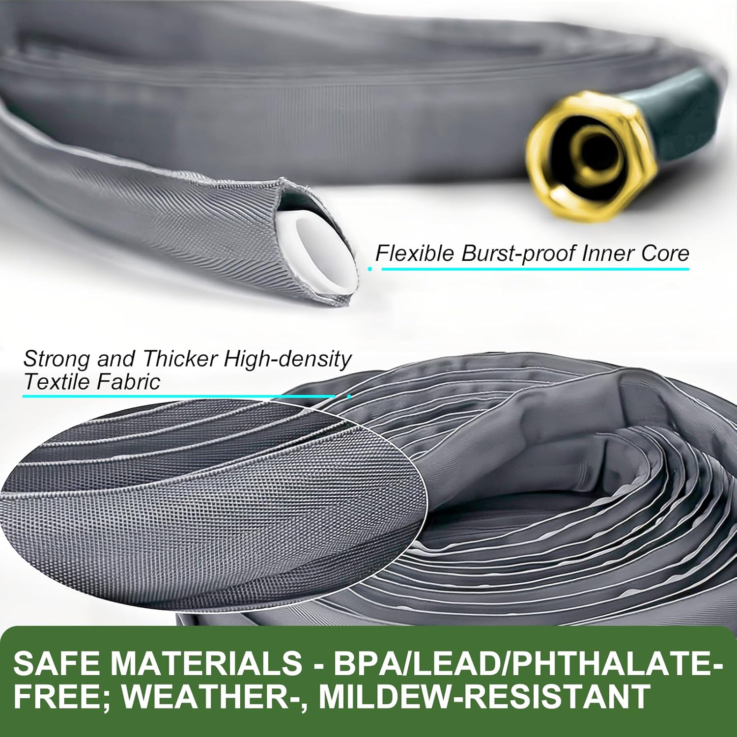 2025 Upgraded 50FT Non-Expanding Garden Hose, Ultra-Light & Flexible W