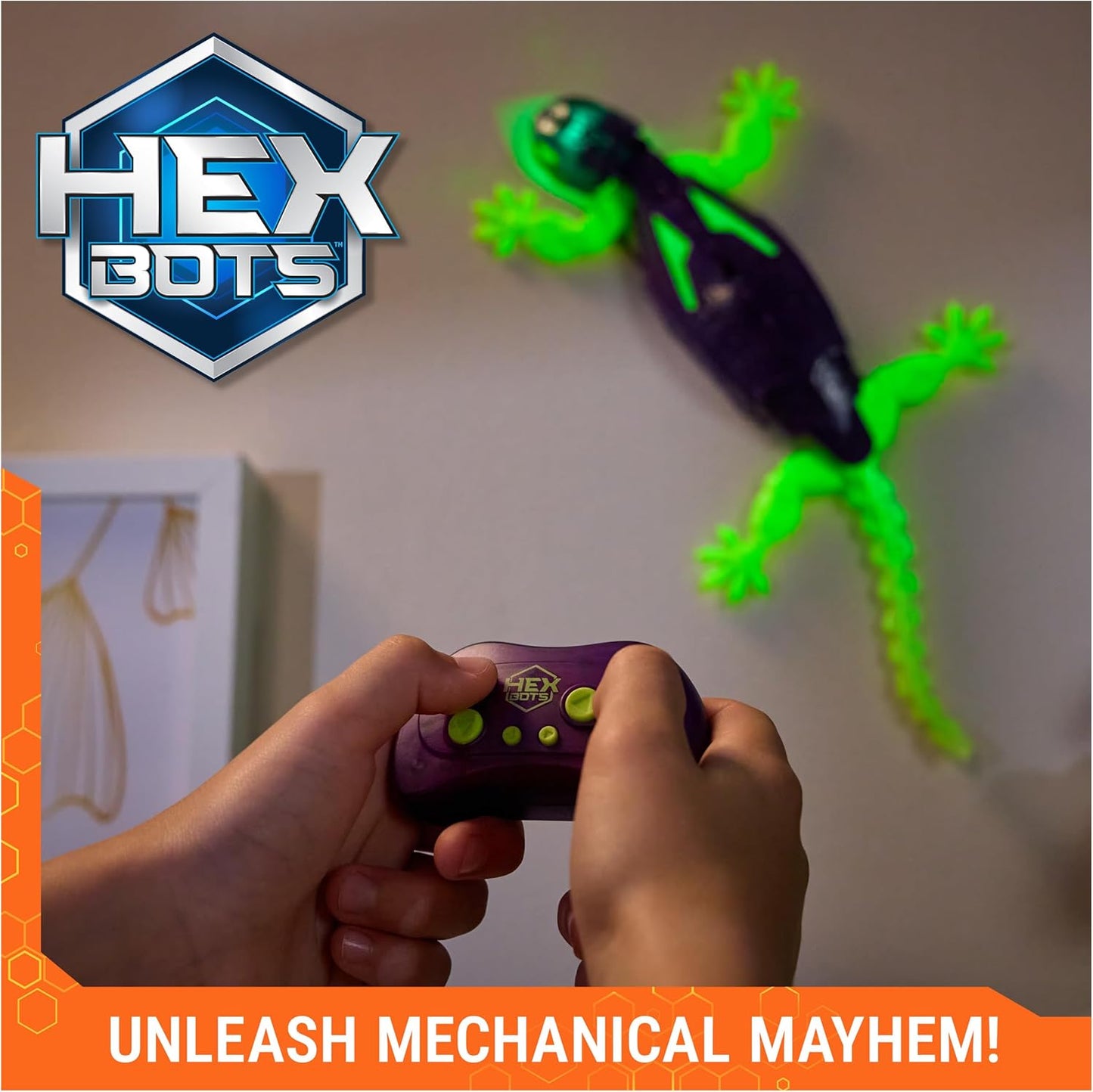 HEX Bots Glow-in-The-Dark Gecko with Official Wall Climber Technology,