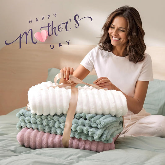 Bedsure GentleSoft White Throw Blanket for Couch - Soft Cozy Fleece Throw Blankets for Women Girls, Mothers Graduation Birthday Gifts for Women Her Mom, Room Home Spring Decor, Off White, 50x60 Inches