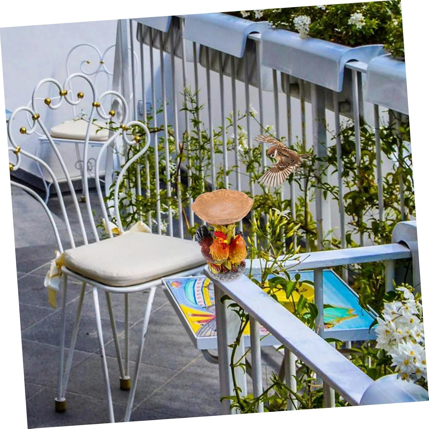 Milisten Garden Decorative Resin Bird Feeder Tray Easy to Clean Outdoo