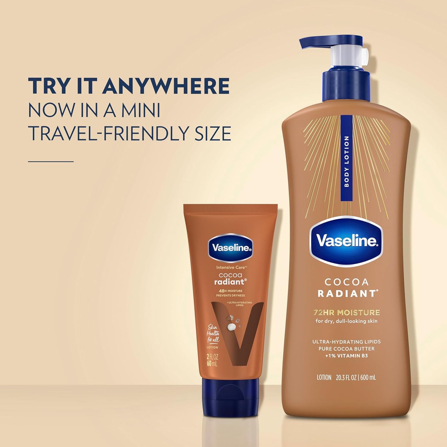 Vaseline Intensive Care Body Lotion Cocoa Radiant 3 count for Dry Skin