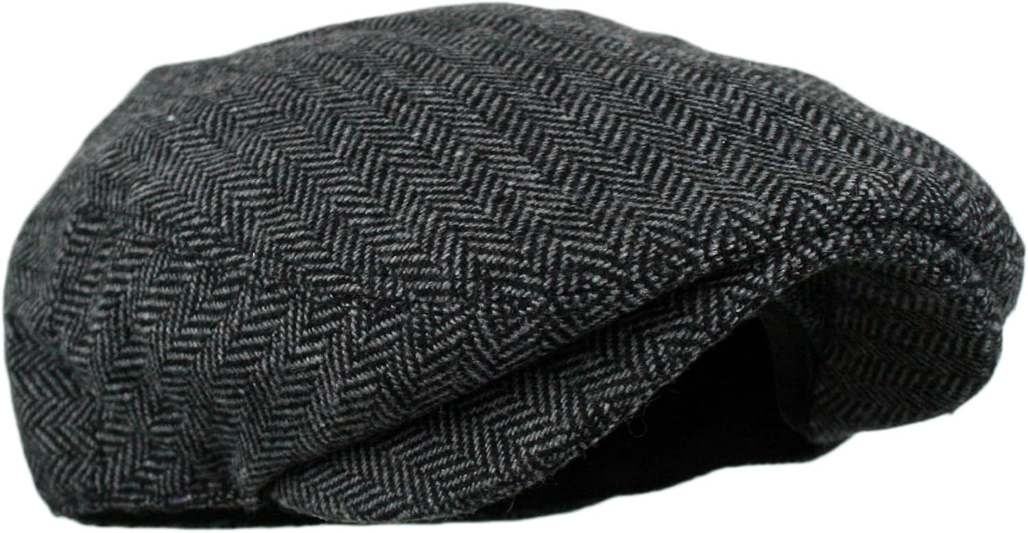 Wonderful Fashion Men's Classic Herringbone Tweed Wool Blend Newsboy I
