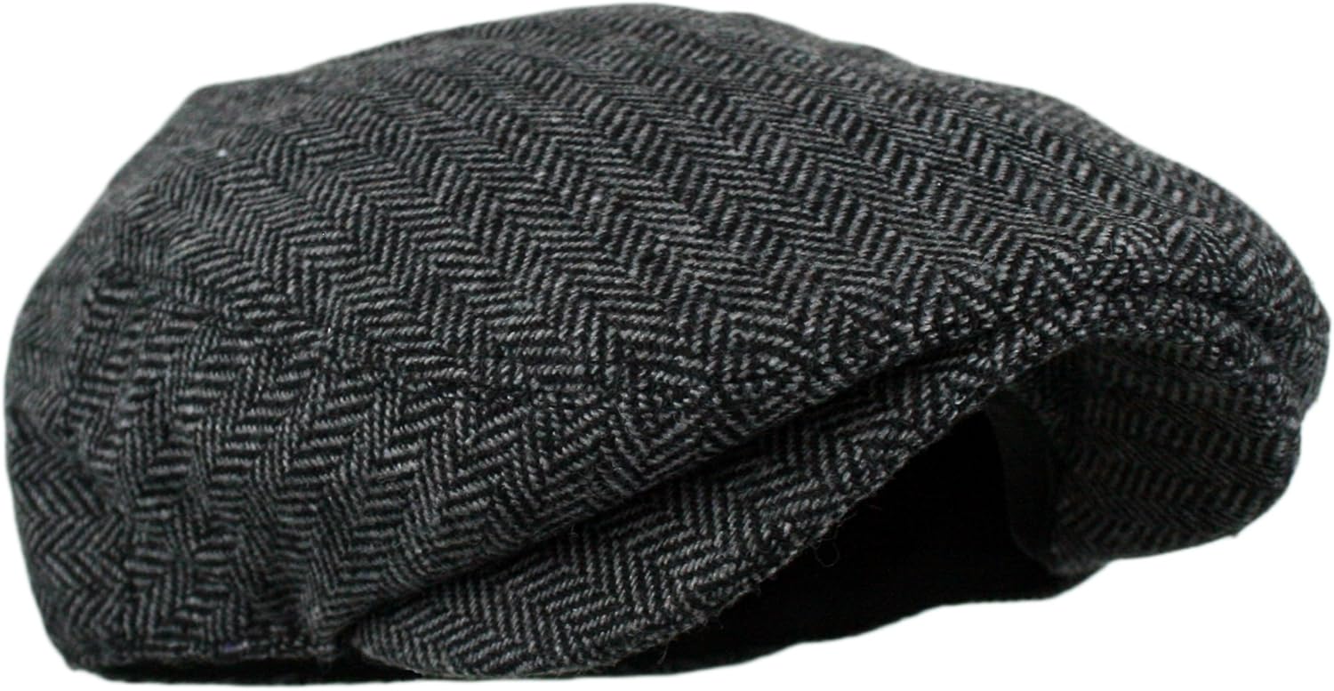 Wonderful Fashion Men's Classic Herringbone Tweed Wool Blend Newsboy I