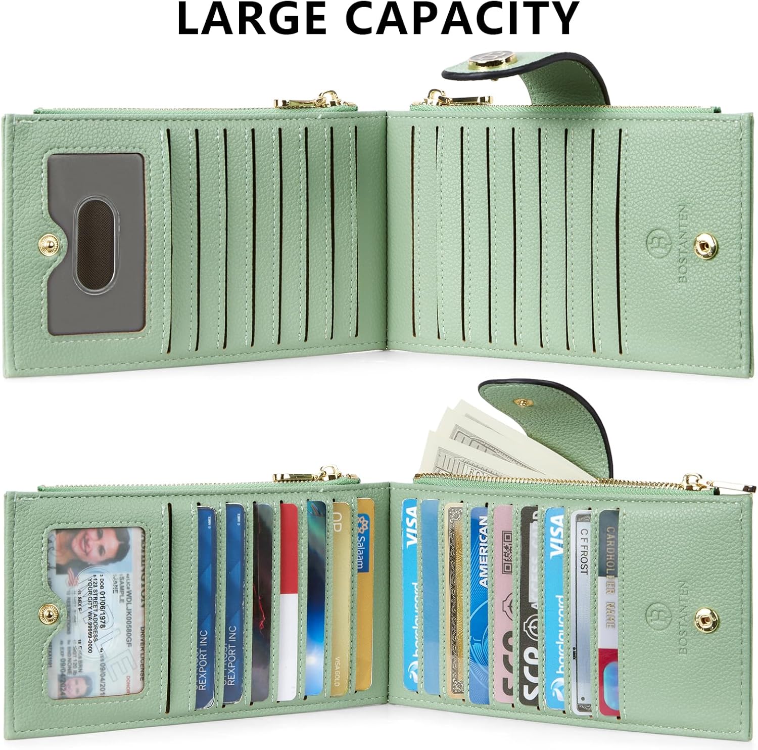 BOSTANTEN Leather Wallets for Women Large RFID Blocking Slim Bifold Pu