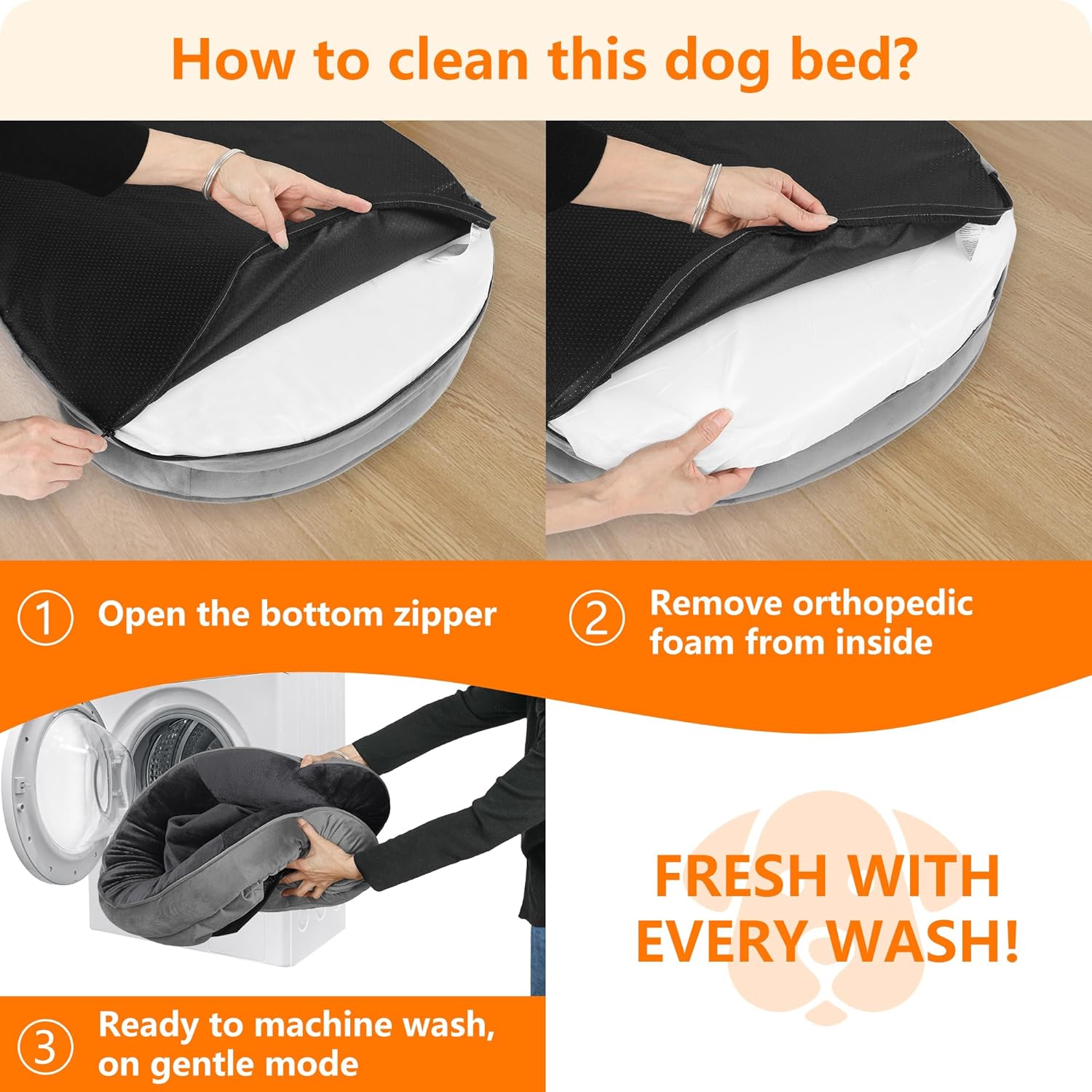 Dwanton Orthopedic Dog Bed for Large Dogs with Gel Memory Foam, Waterp