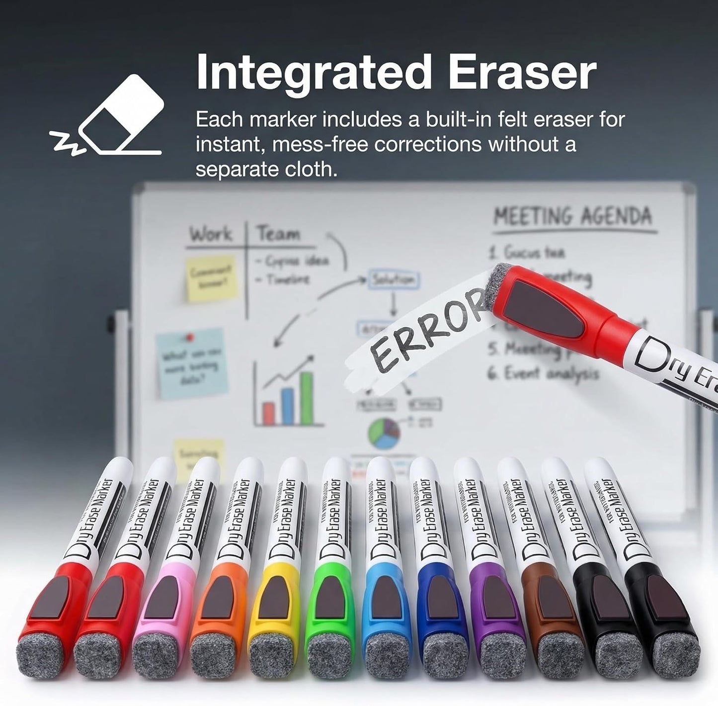 Volcanics Magnetic Dry Wipe Pens Dry Erase Markers With Eraser Cap Low