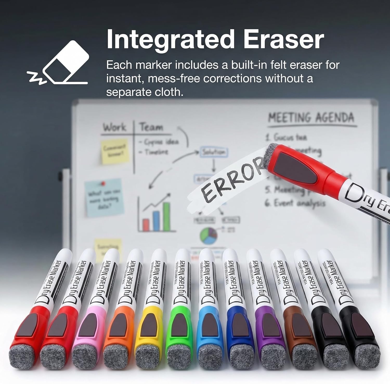Volcanics Magnetic Dry Wipe Pens Dry Erase Markers With Eraser Cap Low