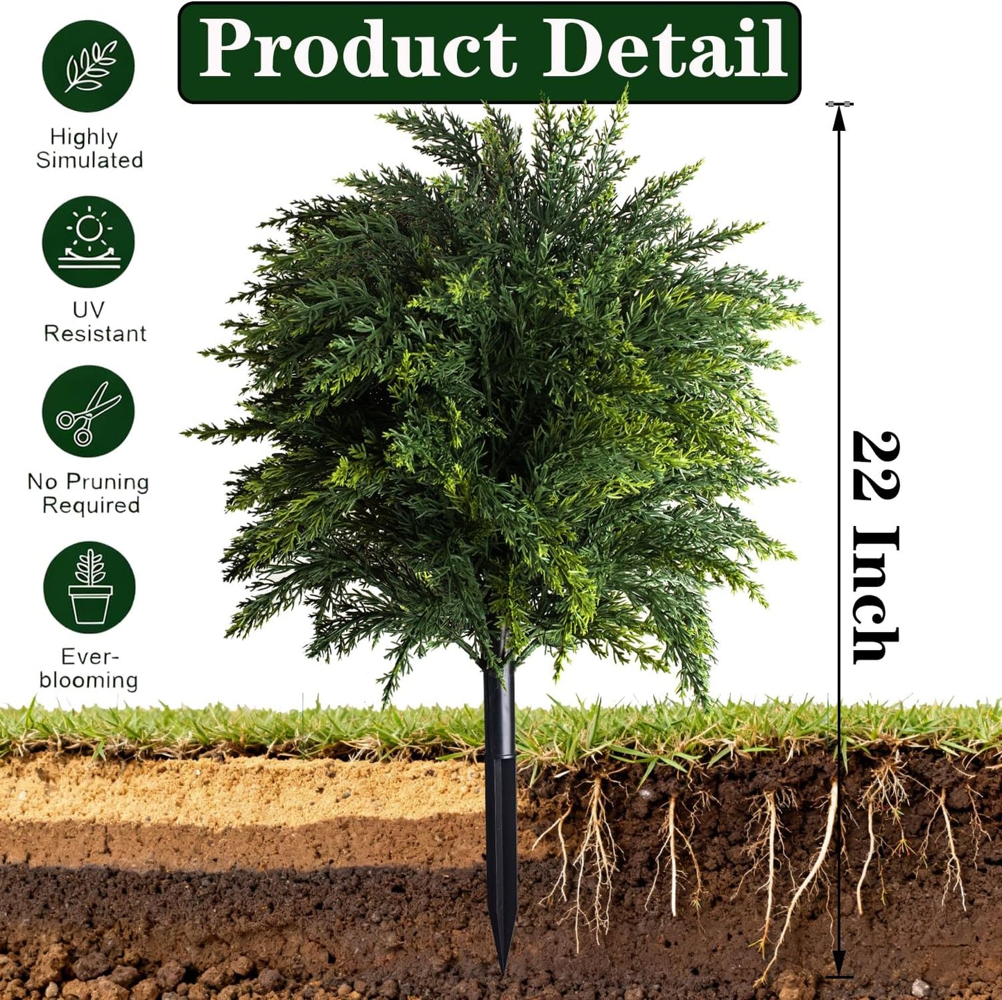 2-Pack Artificial Cedar Topiary Ball Trees 22" Outdoor UV Resistant Fa