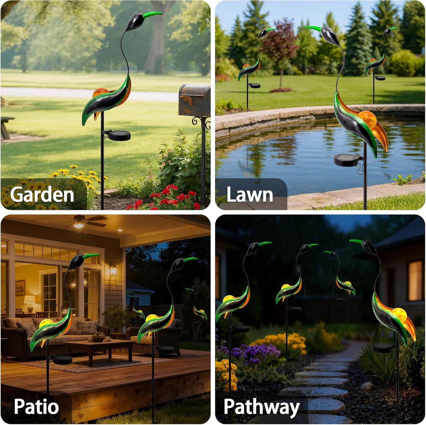 Solar Garden Statue Crane Yard Art Sculptures, Metal Heron Statues Outdoor for Patio Yard Lawn Porch Decorations, Garden Decor for Outside, House Warming Gifts - Mom Birthday Gifts