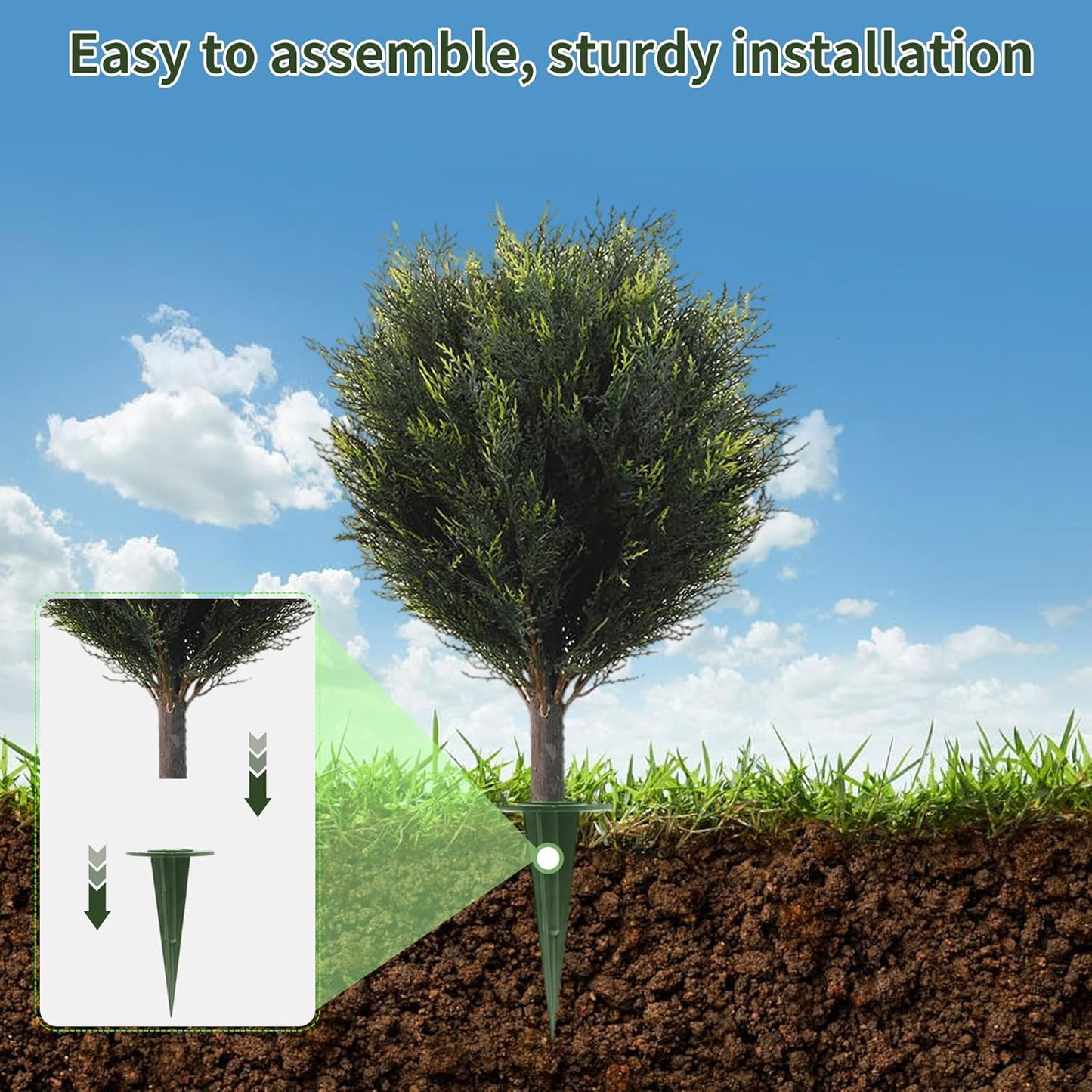 Artificial Plants Outdoor Cedar Topiary Set of 2 with Spikes, Fake Shrubs Cypress Greenery, Uv Resistant Faux Bush Pine for Planters Front Doors Porch Decor