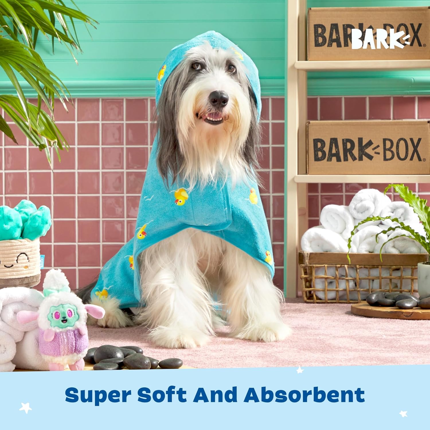Barkbox Dog Bathrobe Fast Drying with Hook and Loop Closure & Wrap Tie