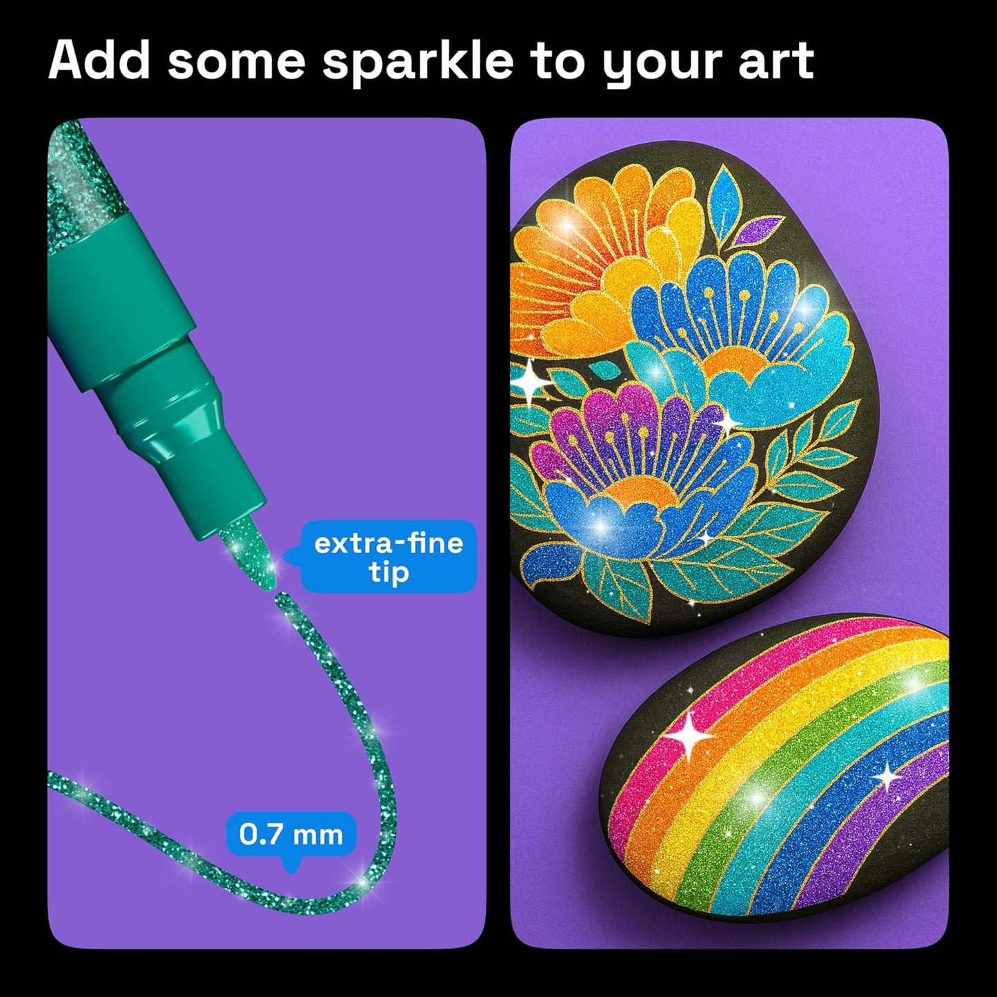 ARTISTRO 12 Glitter Paint Pens for Glass Marking, Rock Painting, Ceram