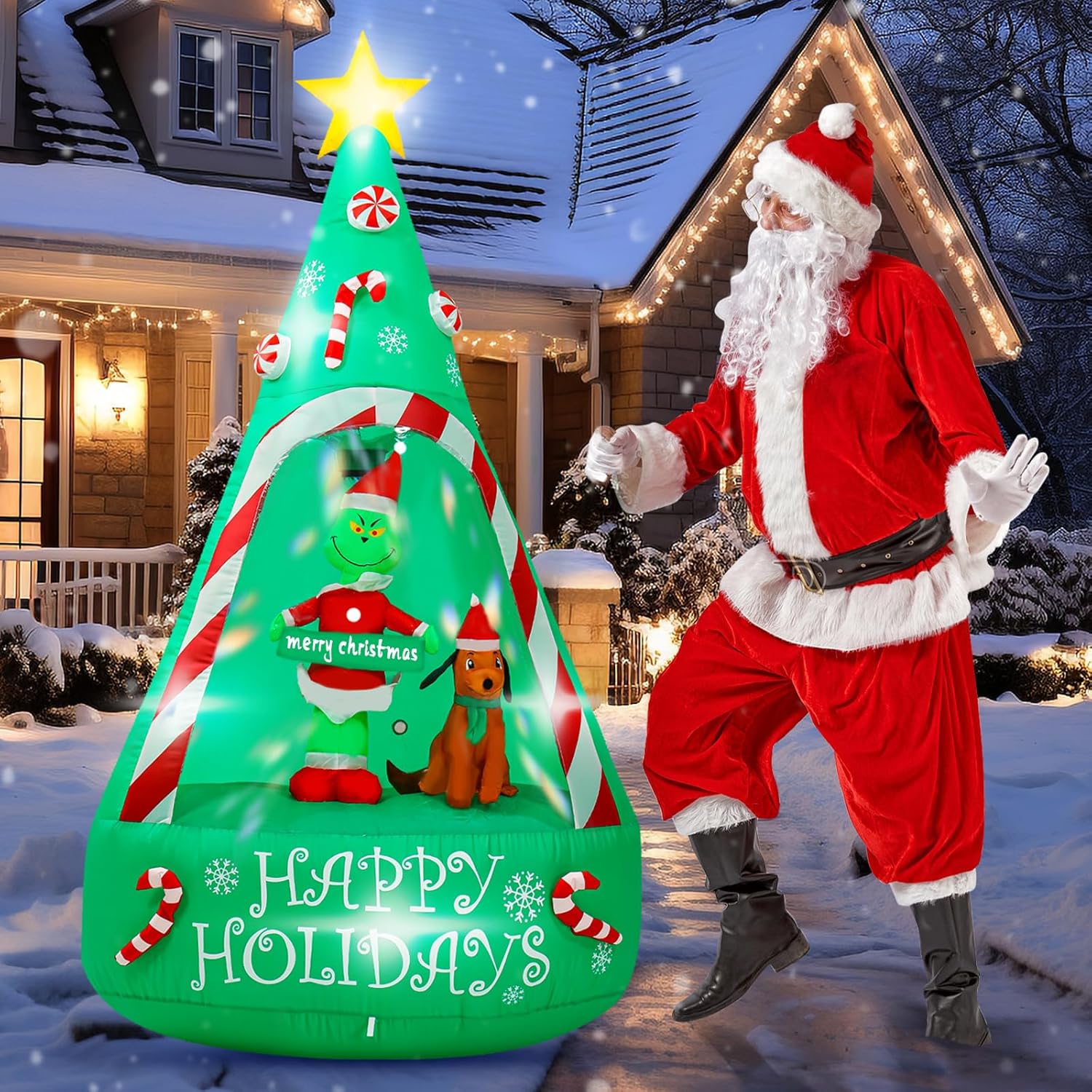 Messon 6FT Christmas Inflatable Decorations Outdoor, Lighted Up Christ