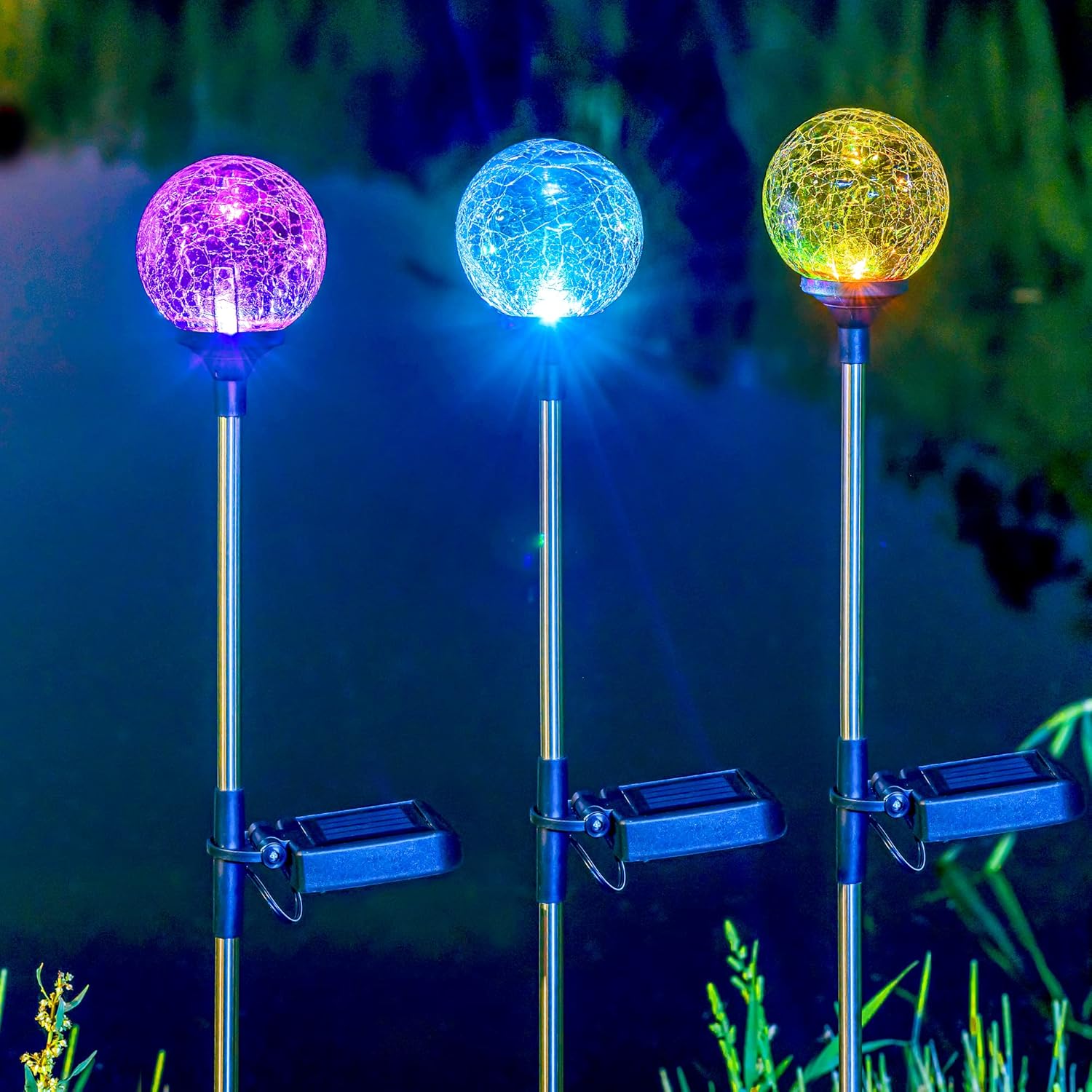 SOLPEX Solar Garden Lights 3 Pack, Solar Lights Outdoor Decorative, So