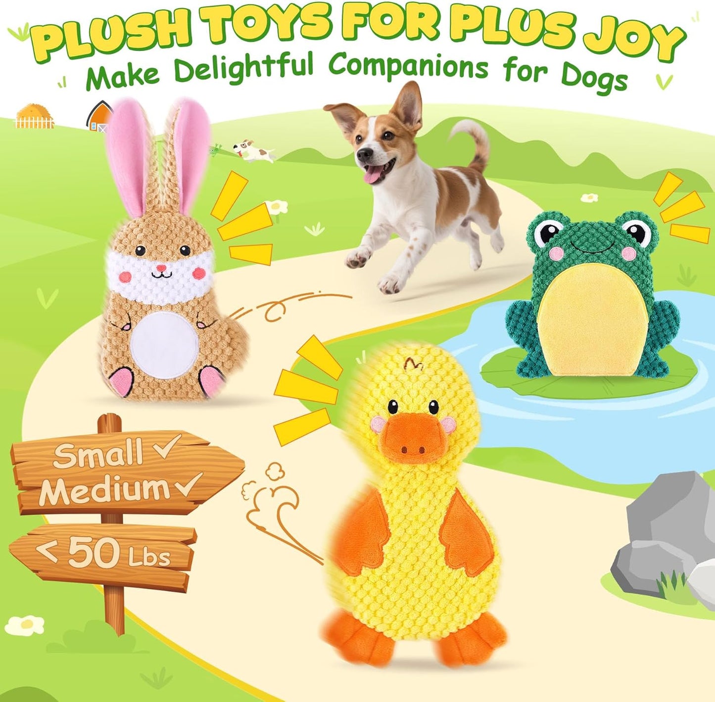 XIUGOAL Dog Toys to Keep Them Busy, 3 Pack No Stuffing Interactive Dog